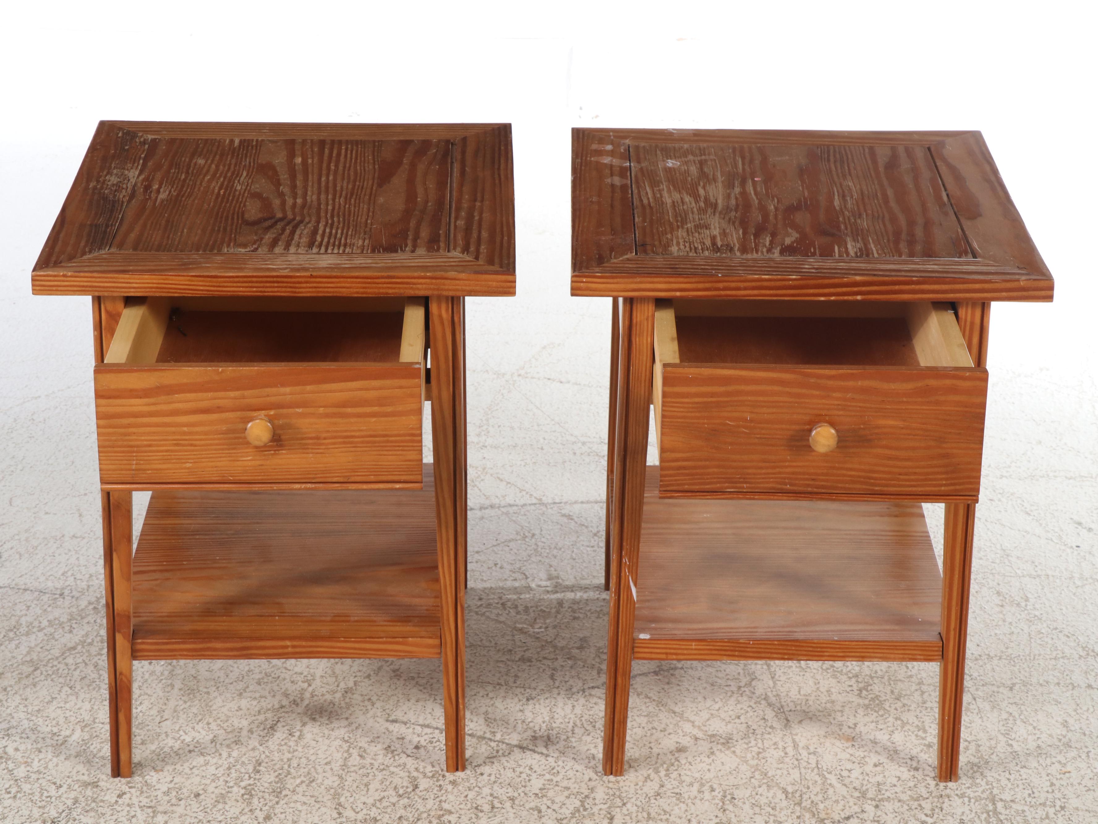 Pair of Shaker Style Pine Single Drawer Stands, 20th Century