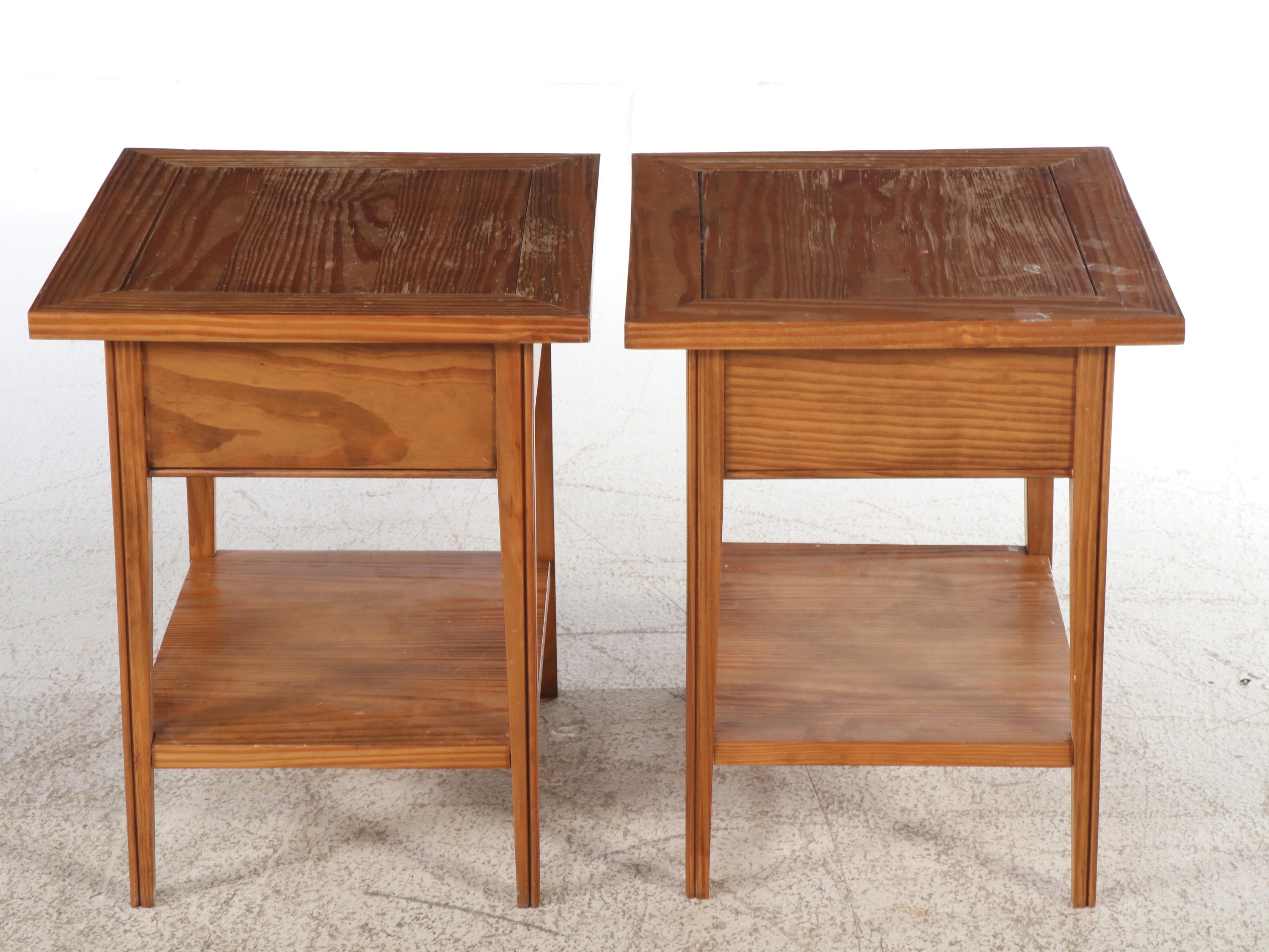 Pair of Shaker Style Pine Single Drawer Stands, 20th Century