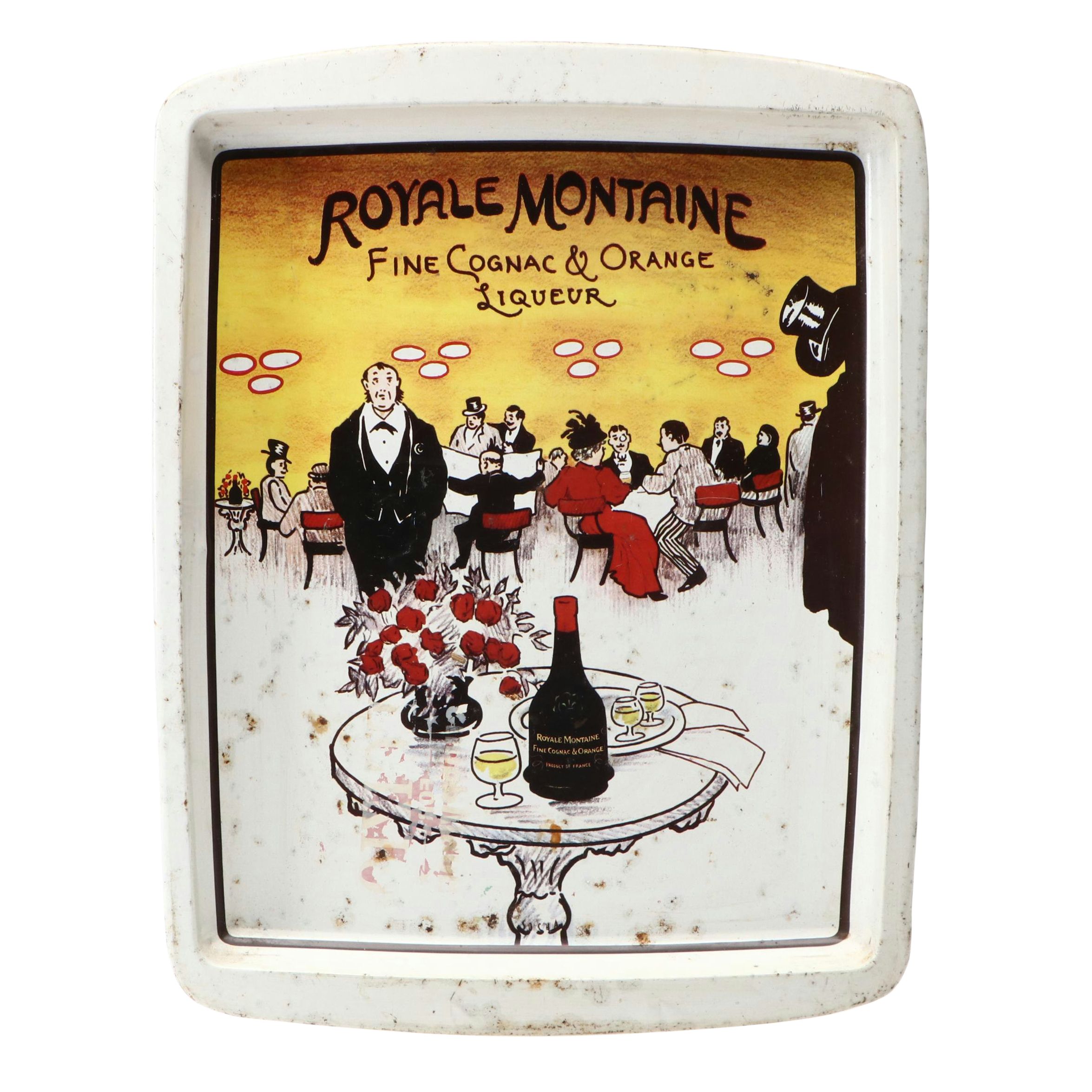 Royale Montaine French Cognac Litho Metal Bar Tray