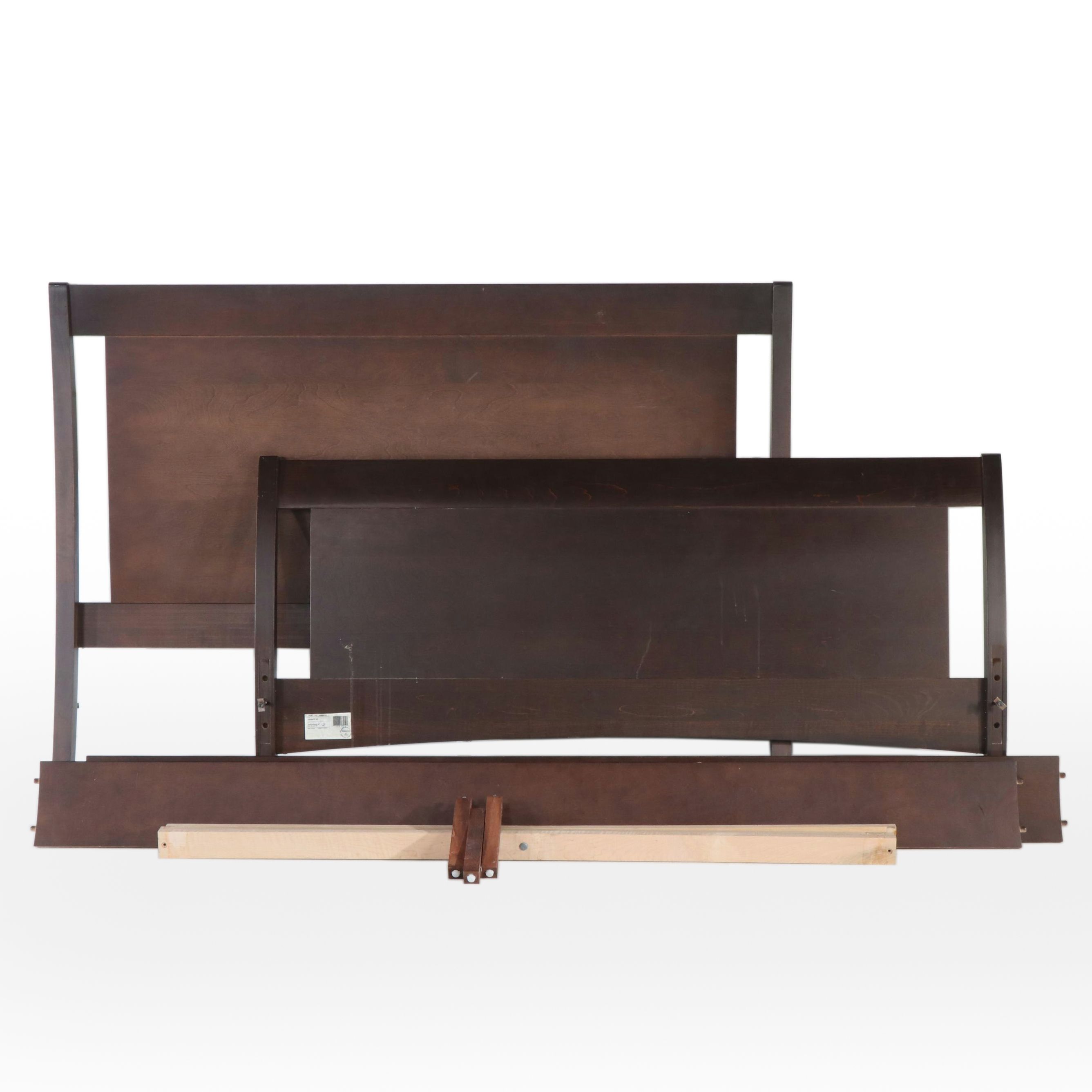 Contemporary Espresso Finished Wood Queen Size Sleigh Bed