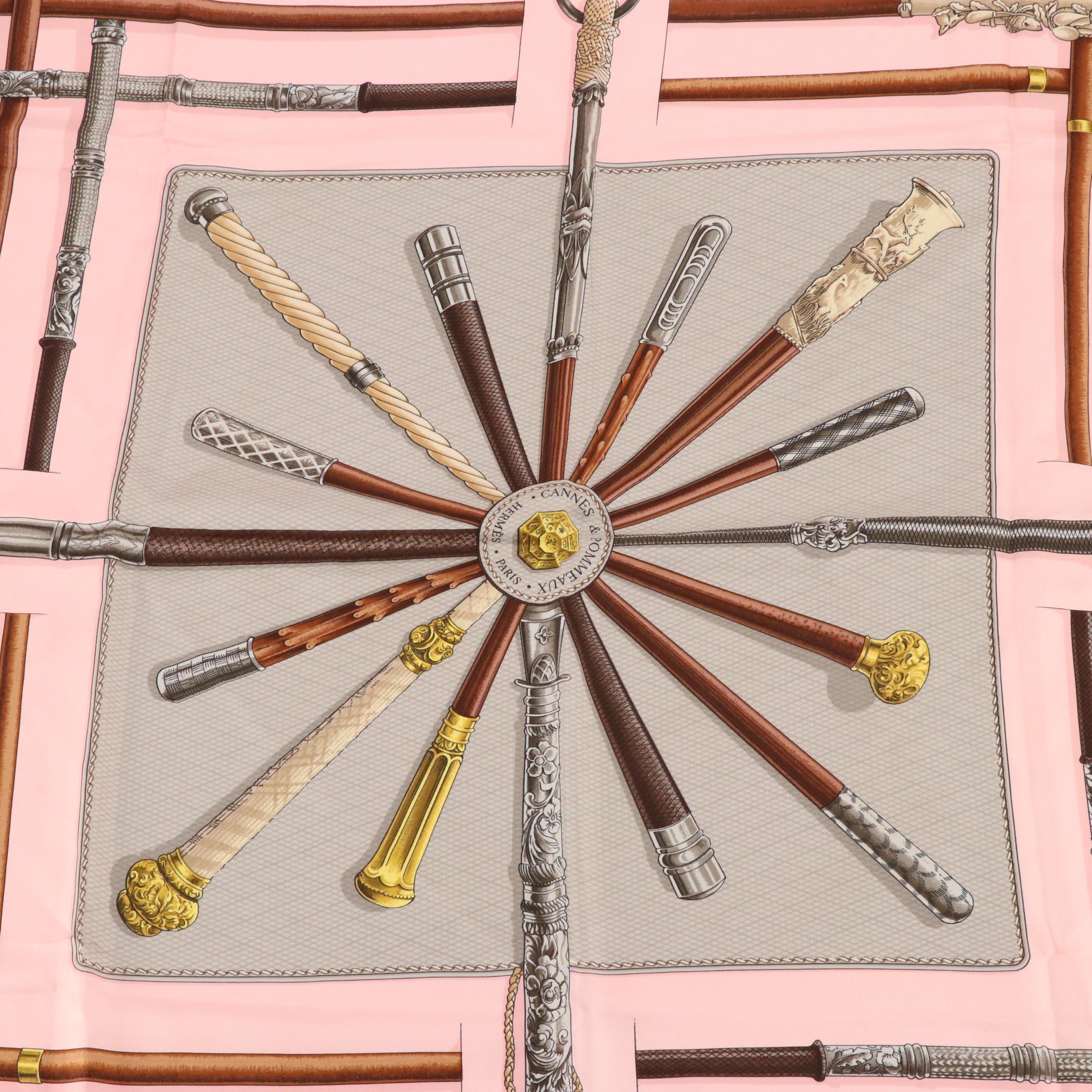 Hermès "Cannes et Pommeaux" Scarf 90 in Silk Twill