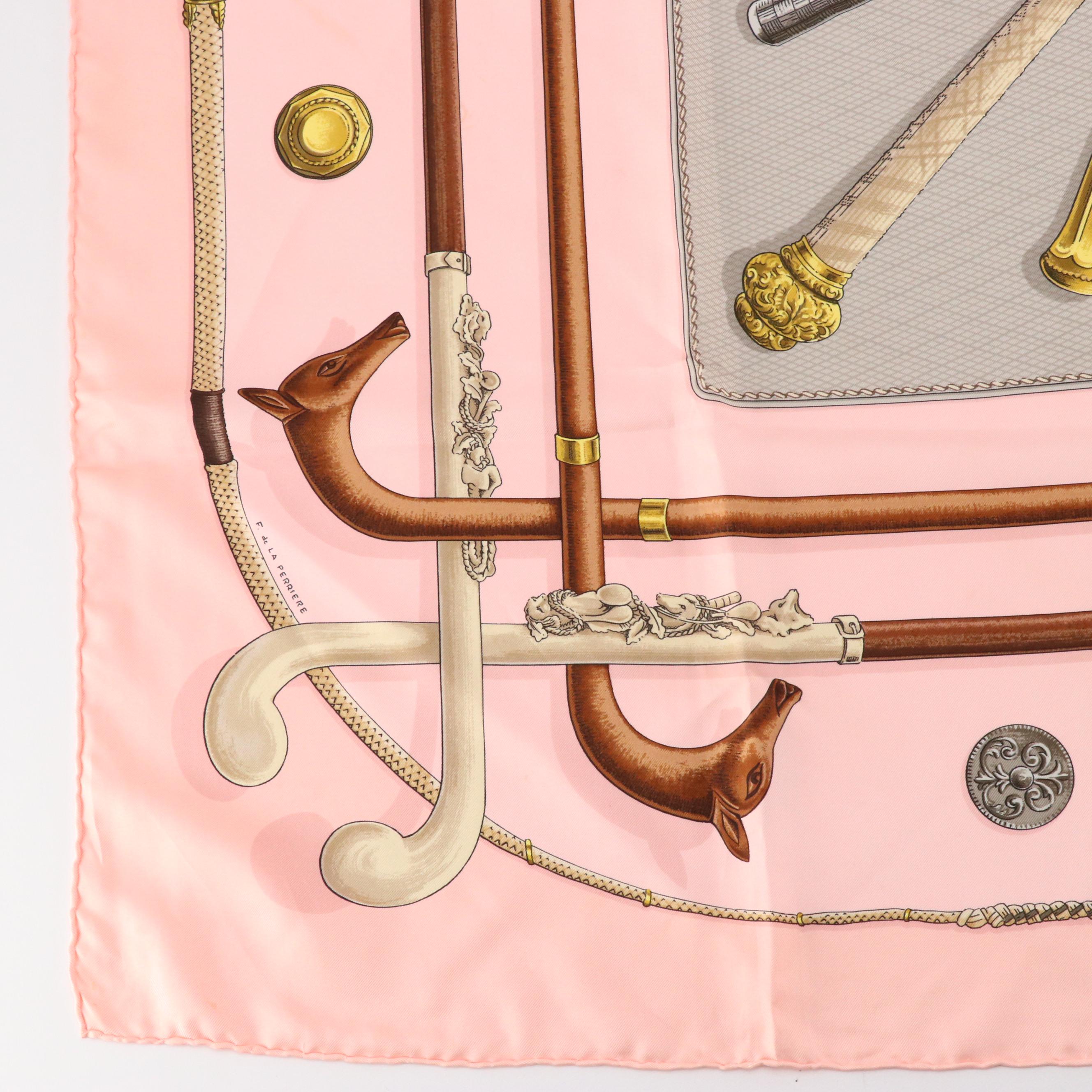 Hermès "Cannes et Pommeaux" Scarf 90 in Silk Twill