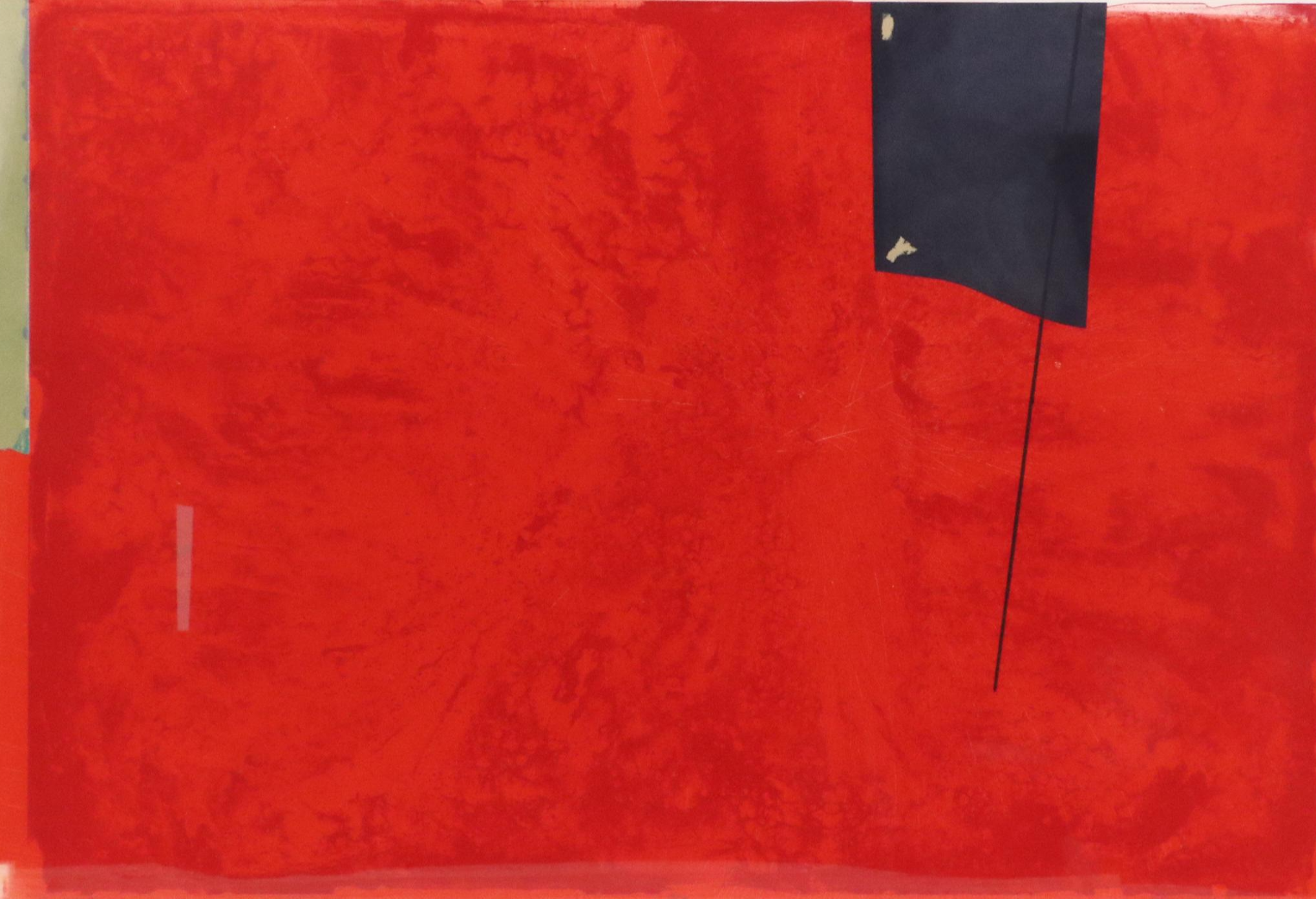 Michael A. Nushawg Abstract Lithograph in Red "The Last Dancer," 1979