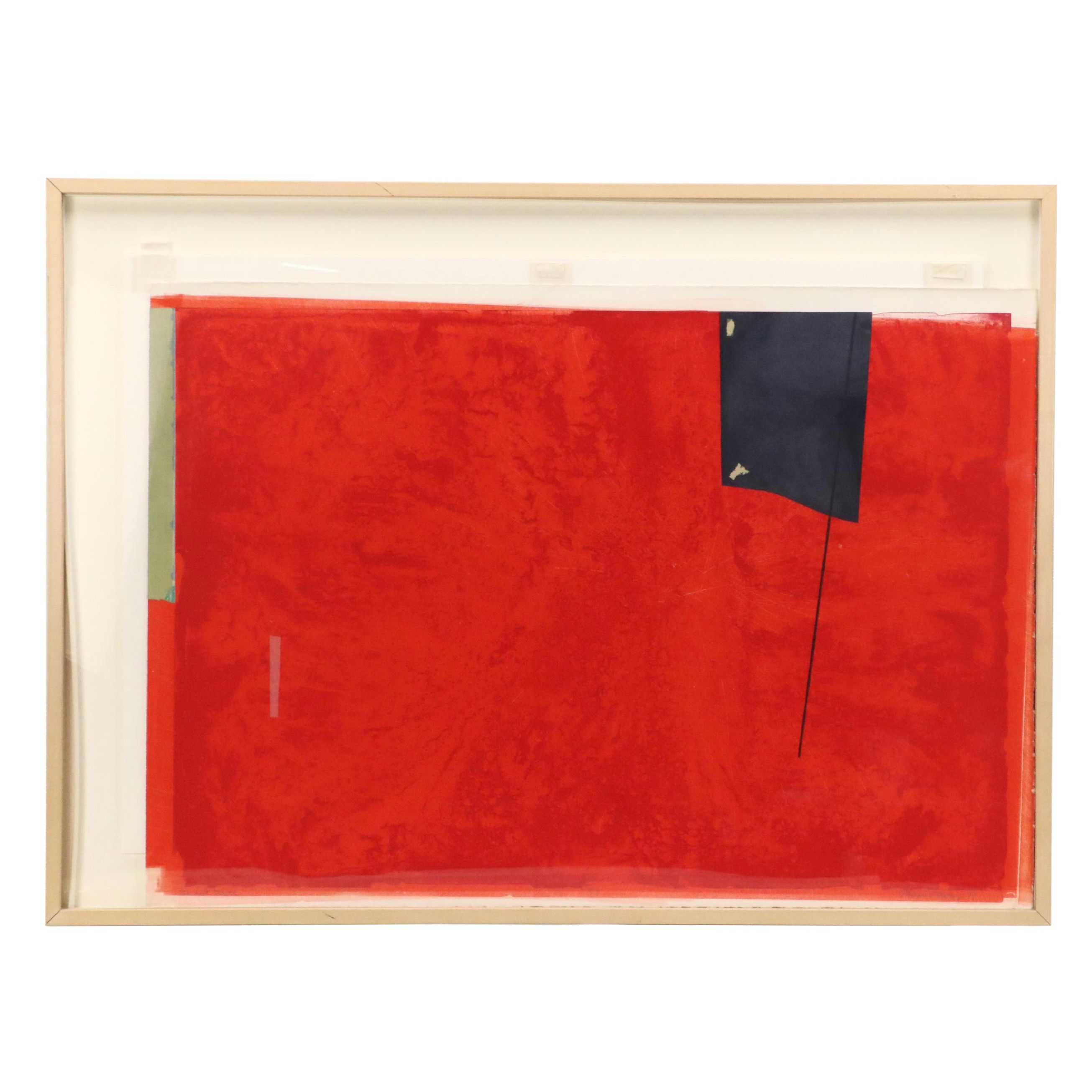 Michael A. Nushawg Abstract Lithograph in Red "The Last Dancer," 1979