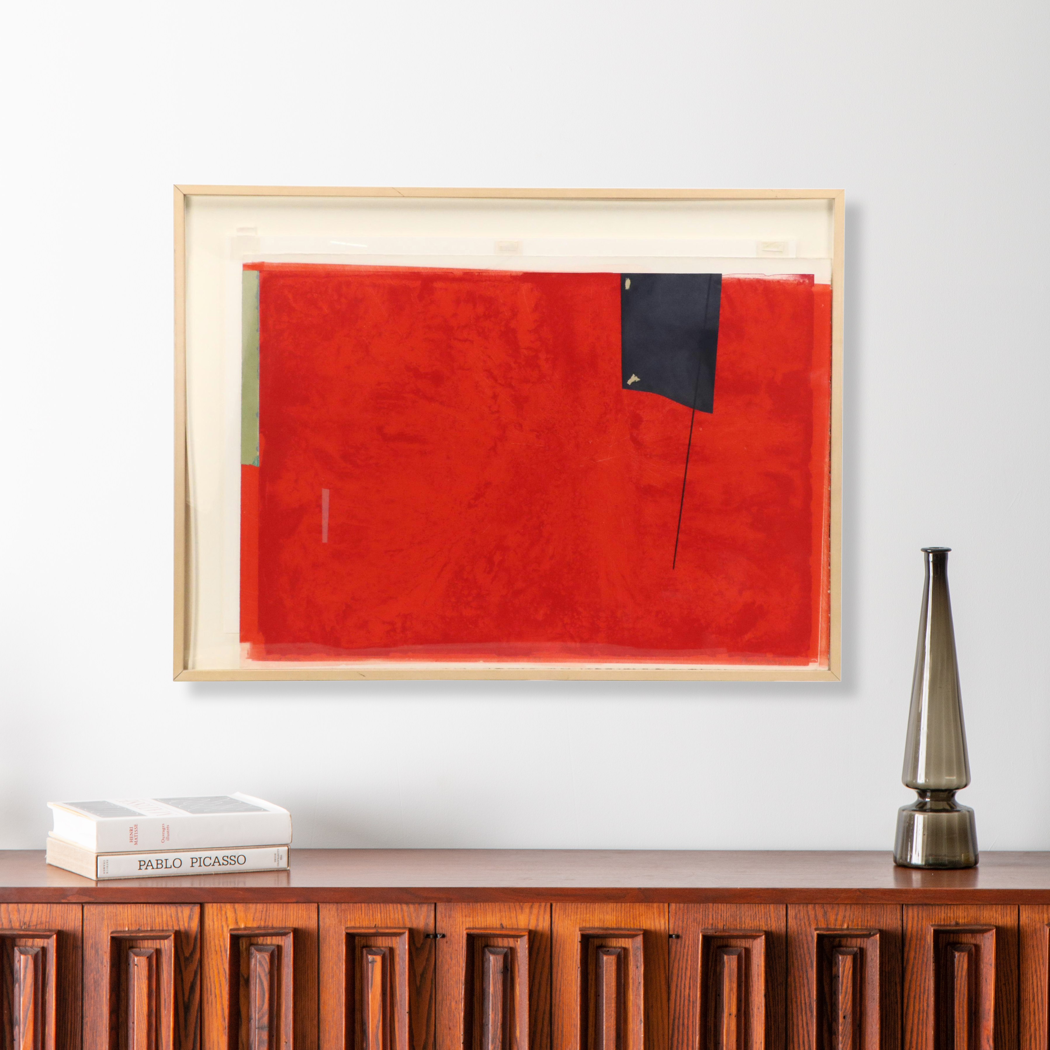 Michael A. Nushawg Abstract Lithograph in Red "The Last Dancer," 1979