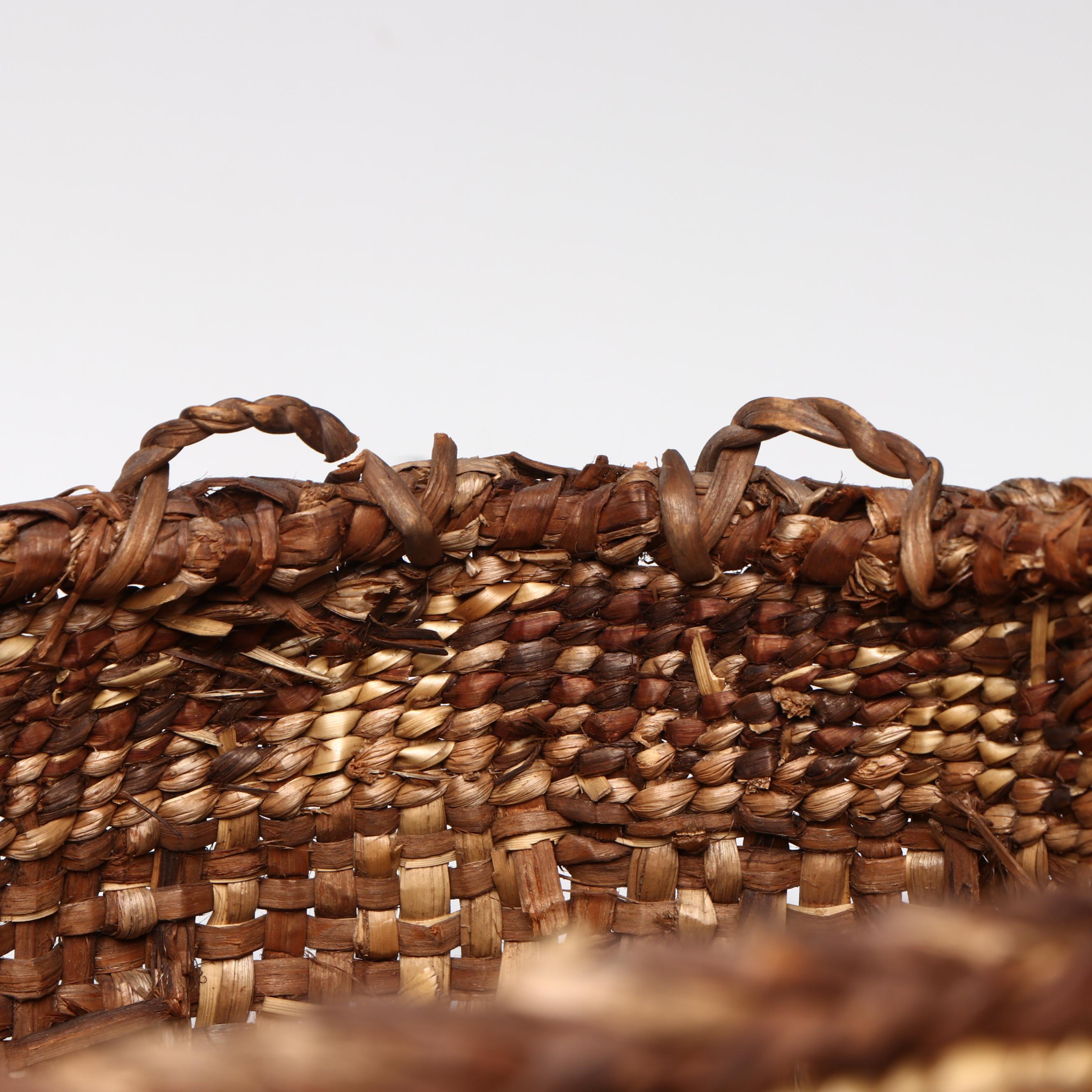 Indigenous Pacific Northwest Coast Skokomish Plaited Dog Motif Basket, 1910