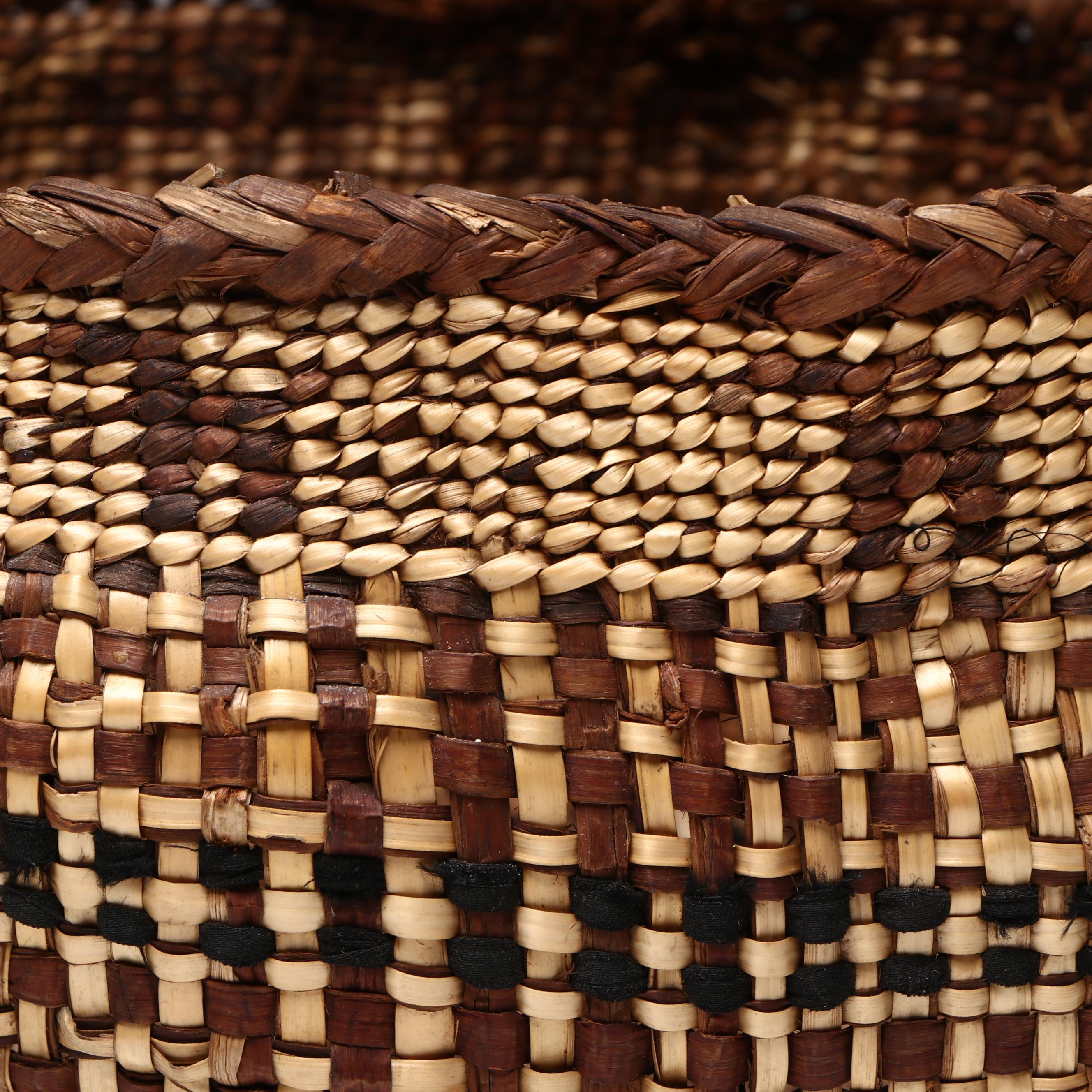 Indigenous Pacific Northwest Coast Skokomish Plaited Dog Motif Basket, 1910