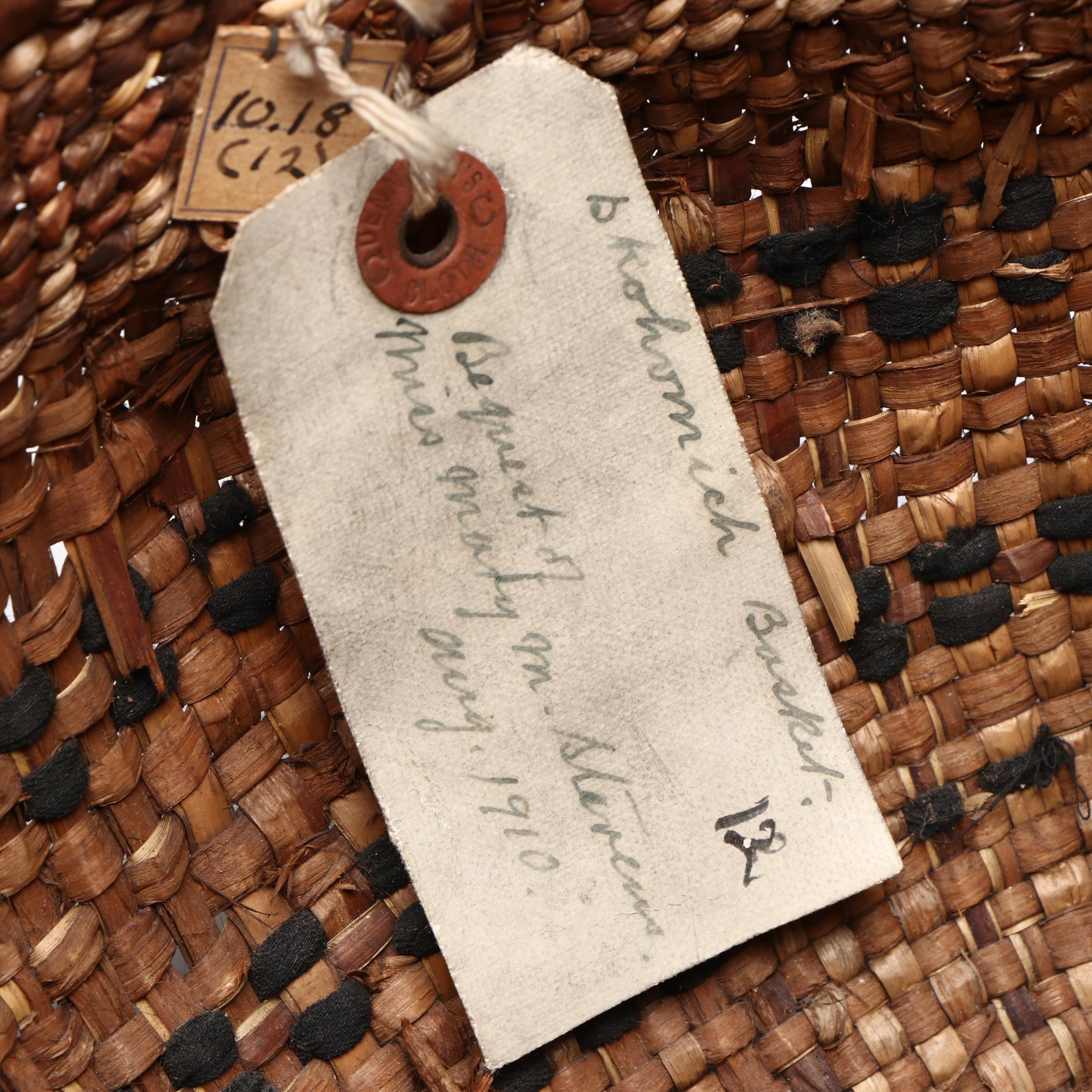 Indigenous Pacific Northwest Coast Skokomish Plaited Dog Motif Basket, 1910