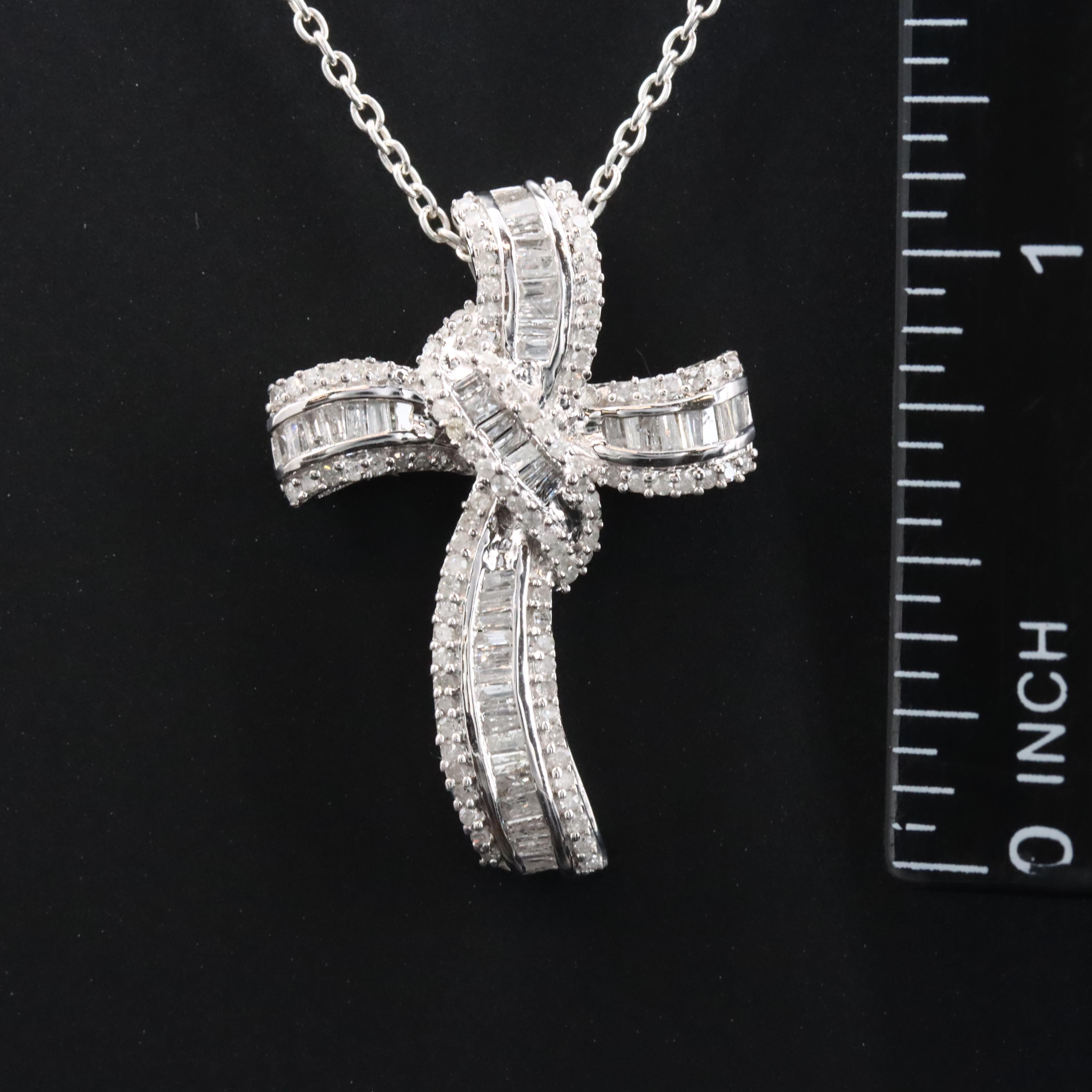 Sterling Diamond Cross Pendant Necklace