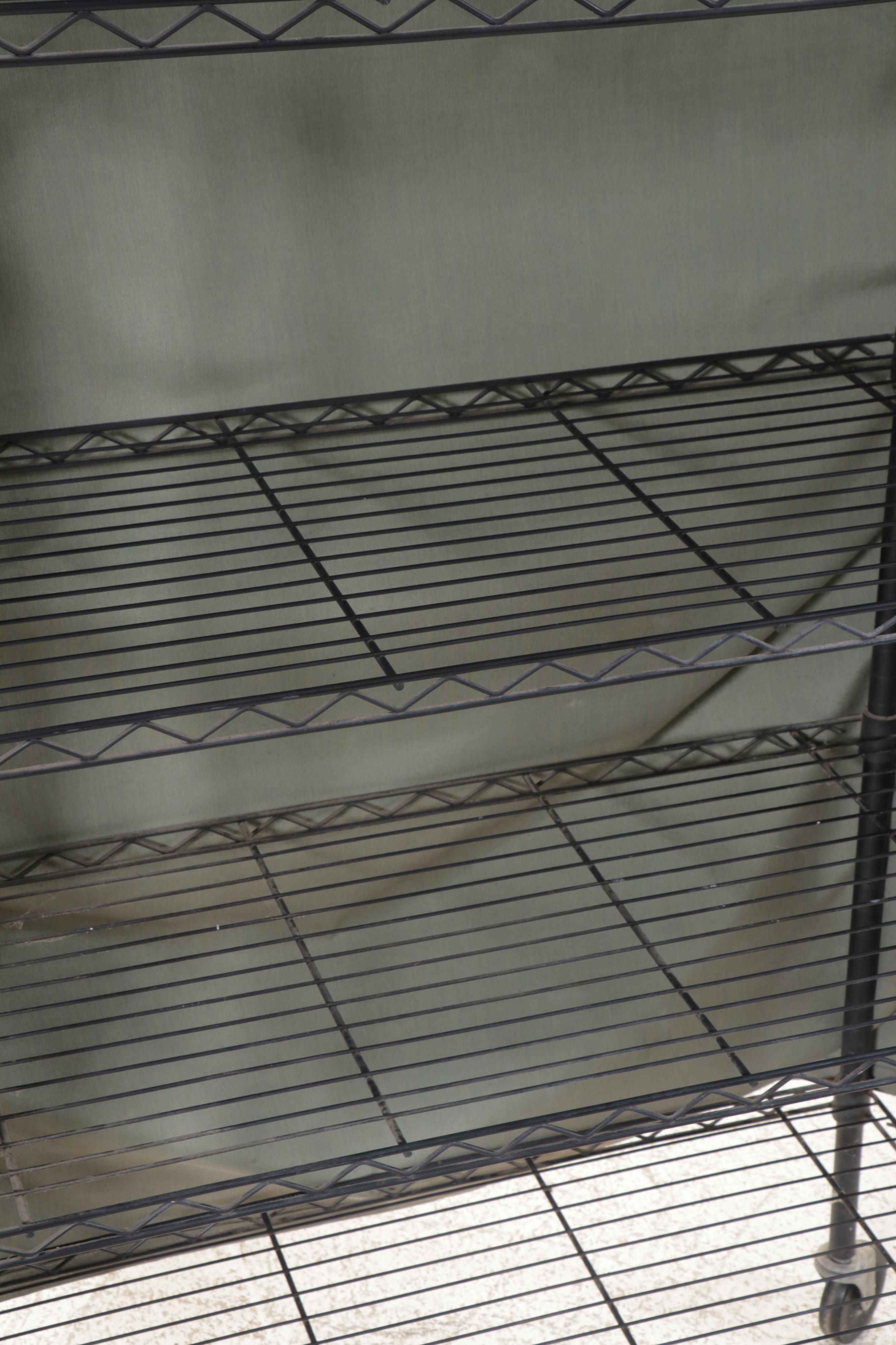Contemporary Metal Shelf on Casters with Fabric Cover