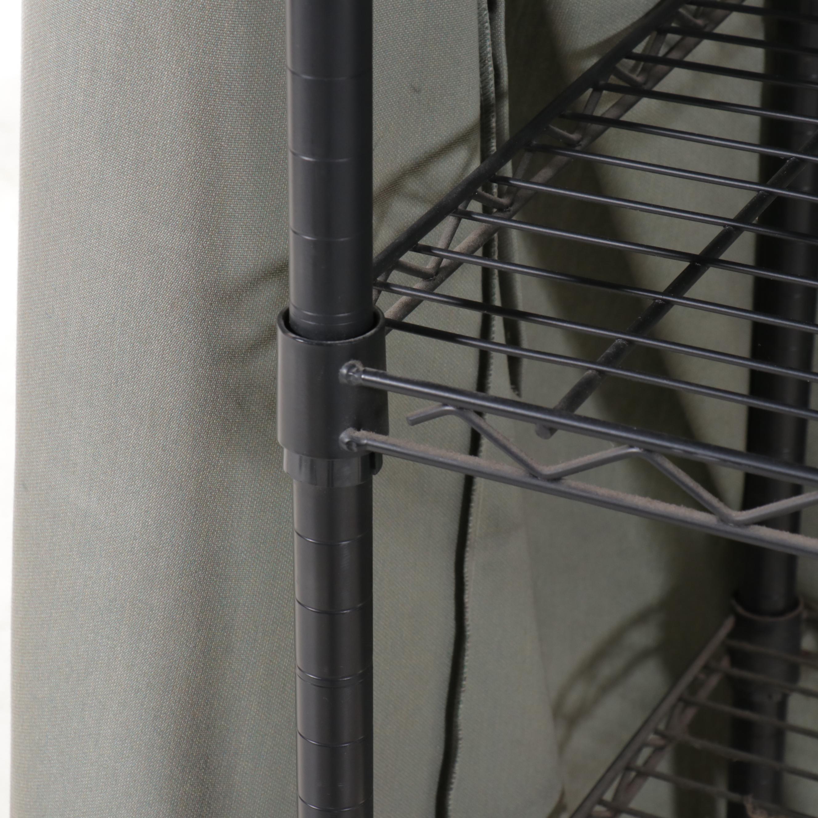 Contemporary Metal Shelf on Casters with Fabric Cover