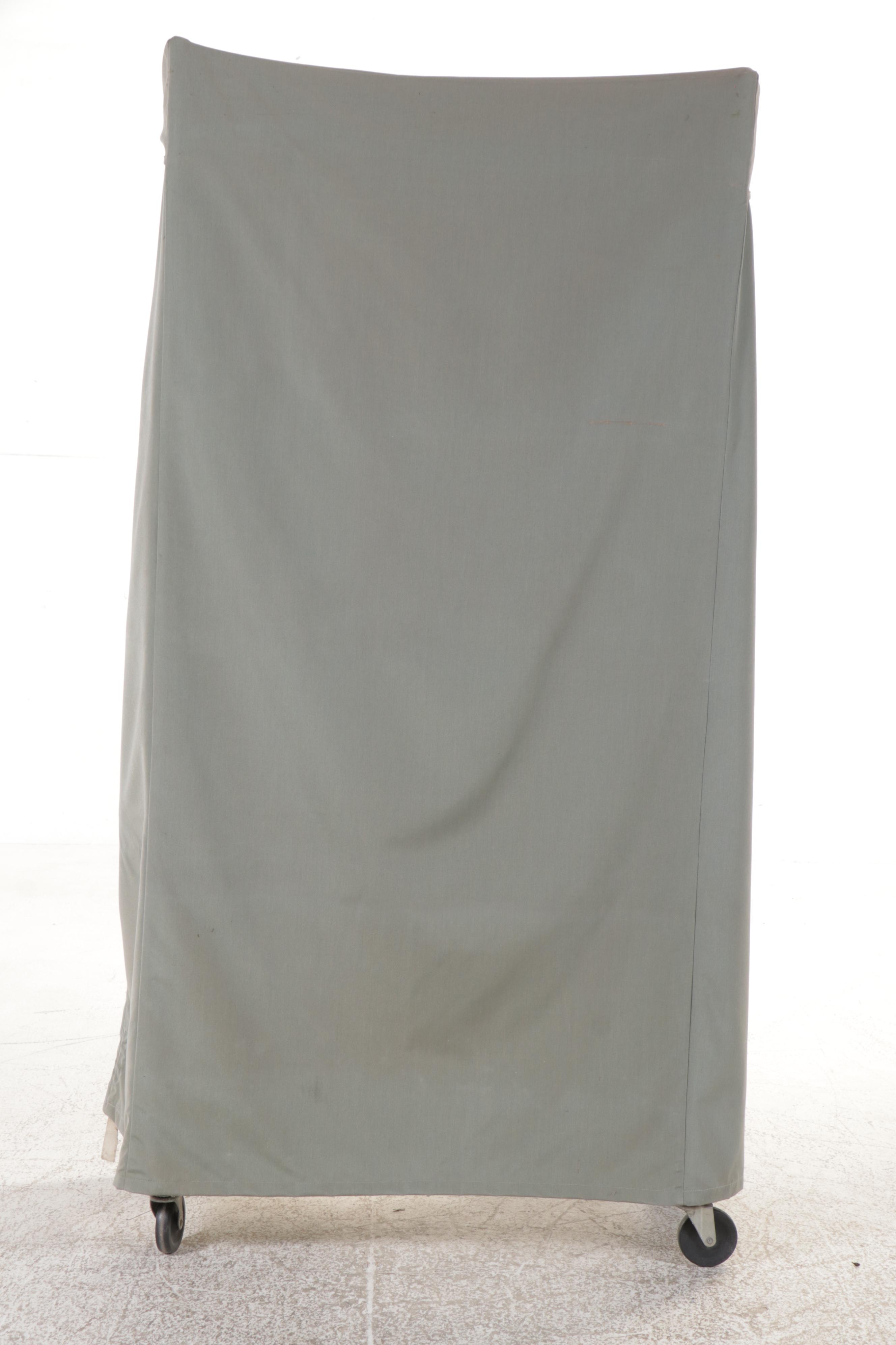 Contemporary Metal Shelf on Casters with Fabric Cover