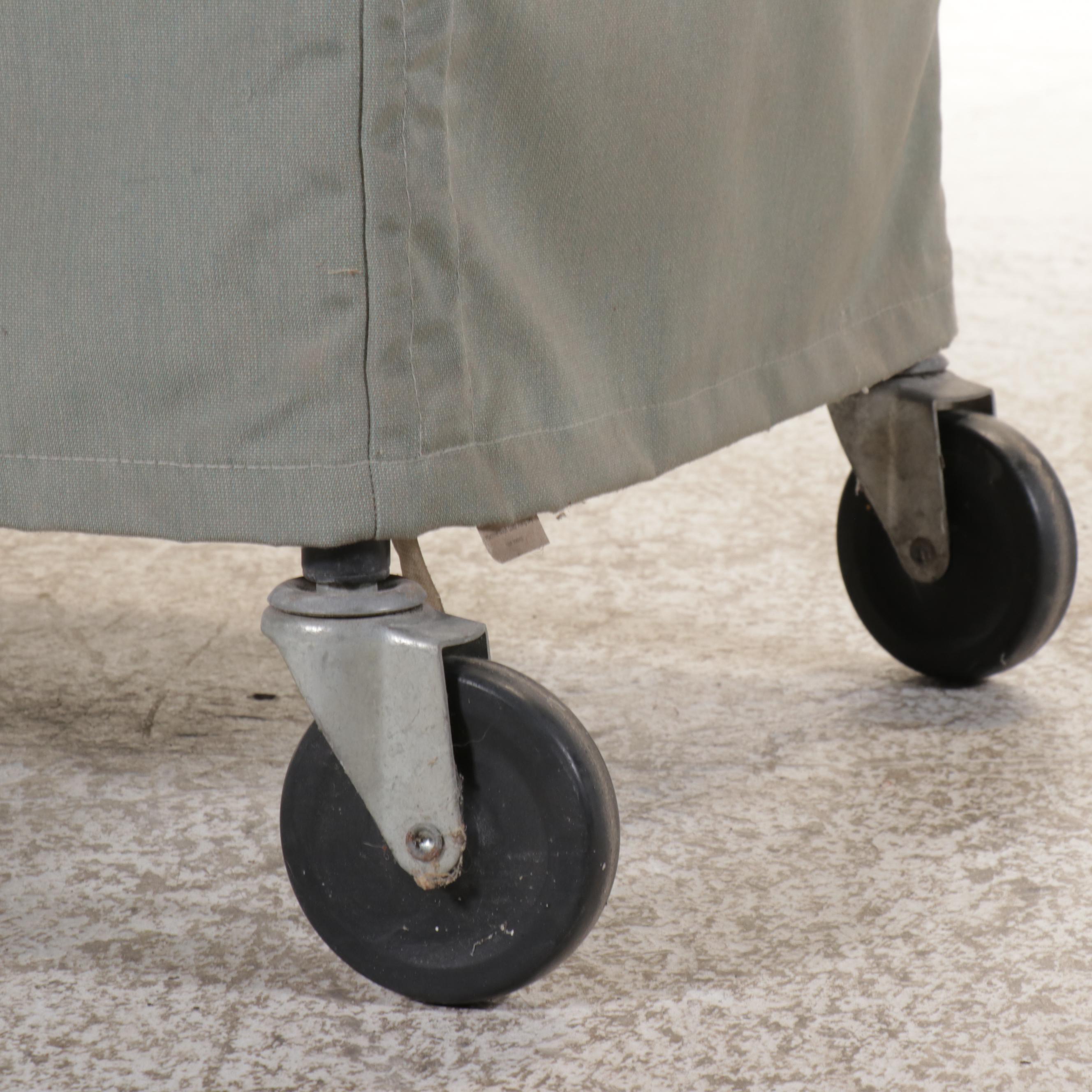Contemporary Metal Shelf on Casters with Fabric Cover