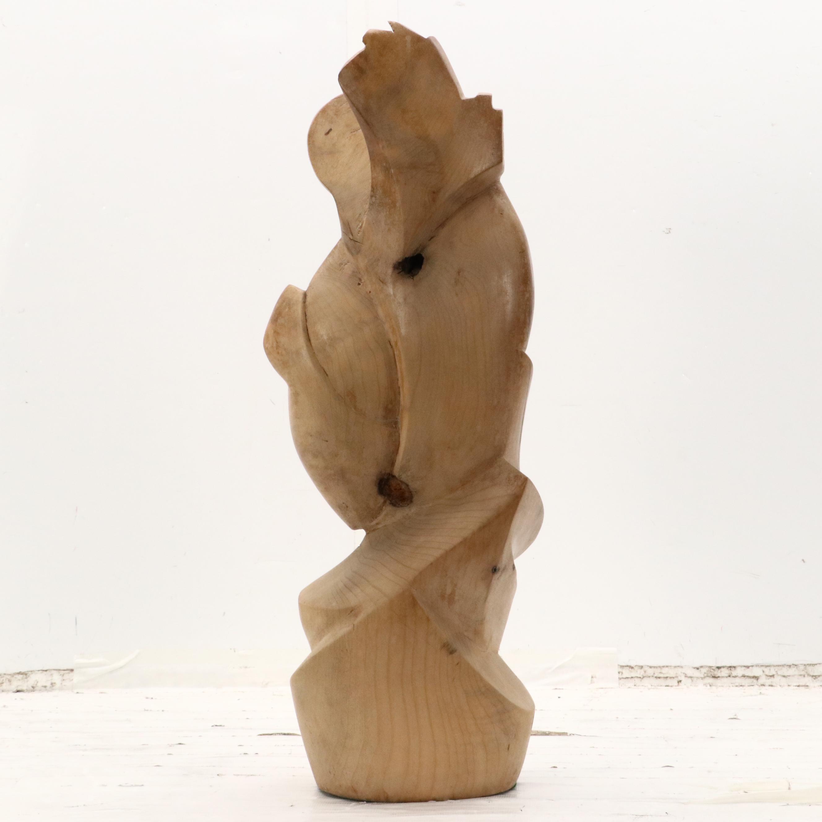 Mid Century Modern Wood Carving of Madonna and Child