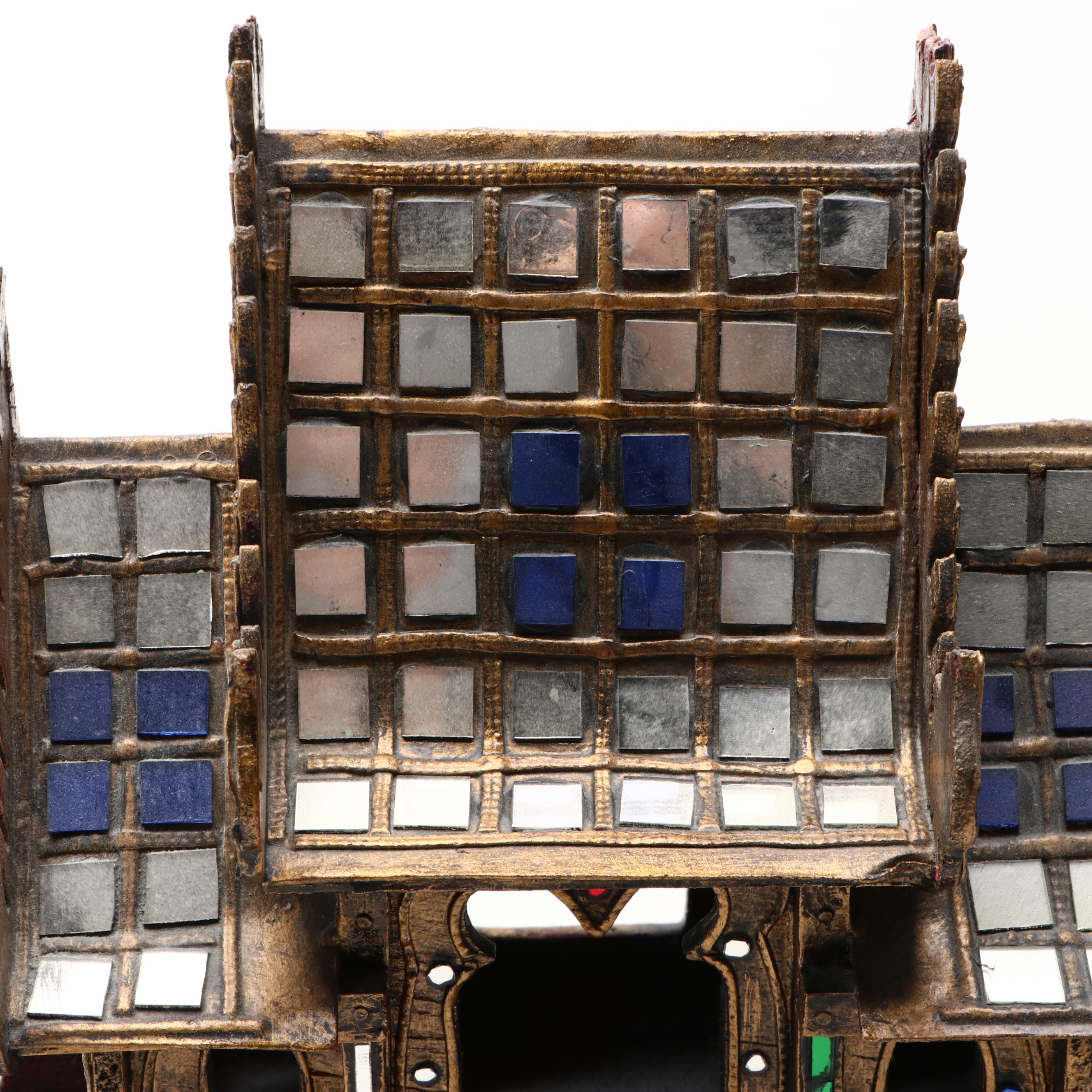 Thai Handcrafted Brass and Glass Spirit House Altar