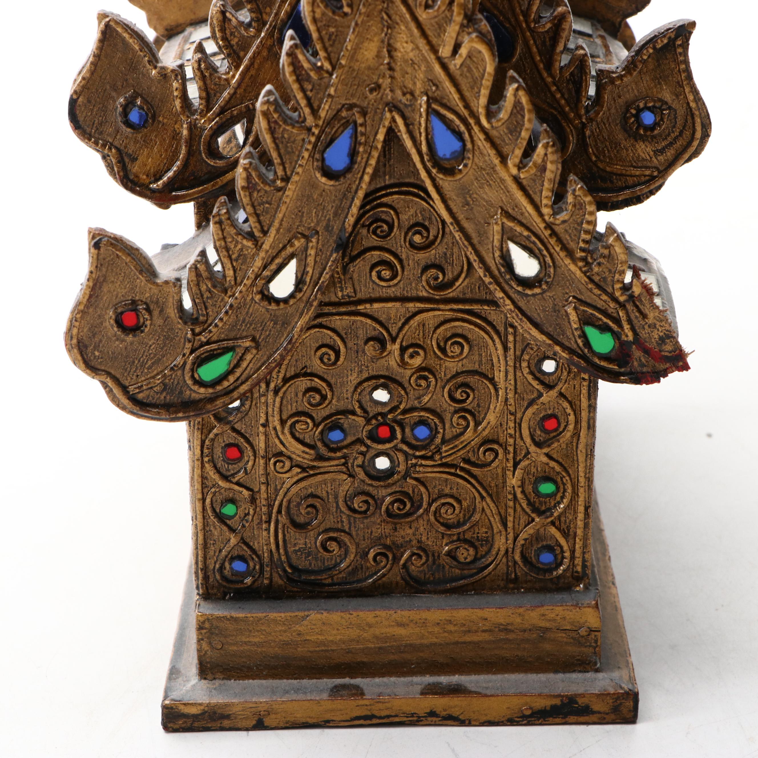 Thai Handcrafted Brass and Glass Spirit House Altar