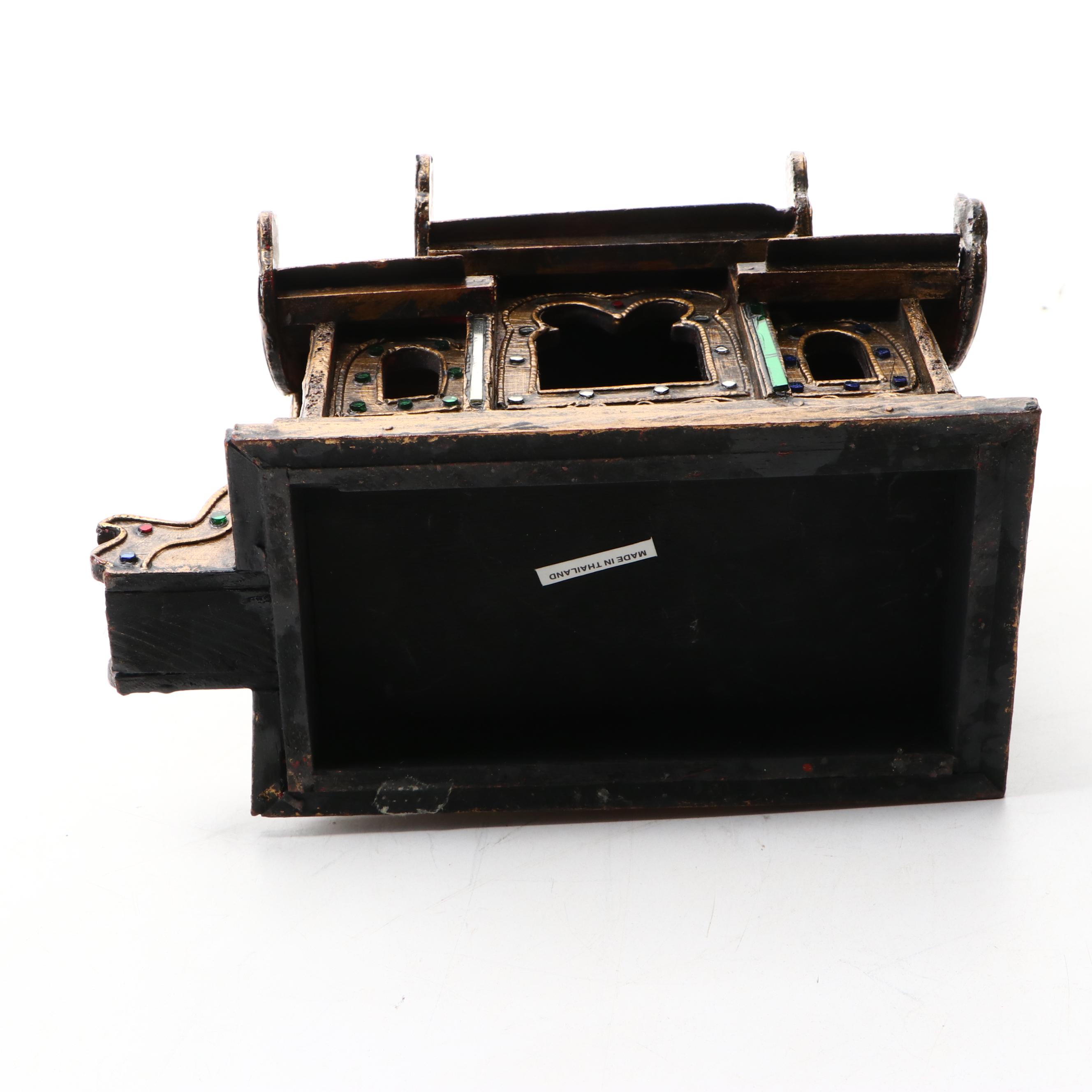 Thai Handcrafted Brass and Glass Spirit House Altar