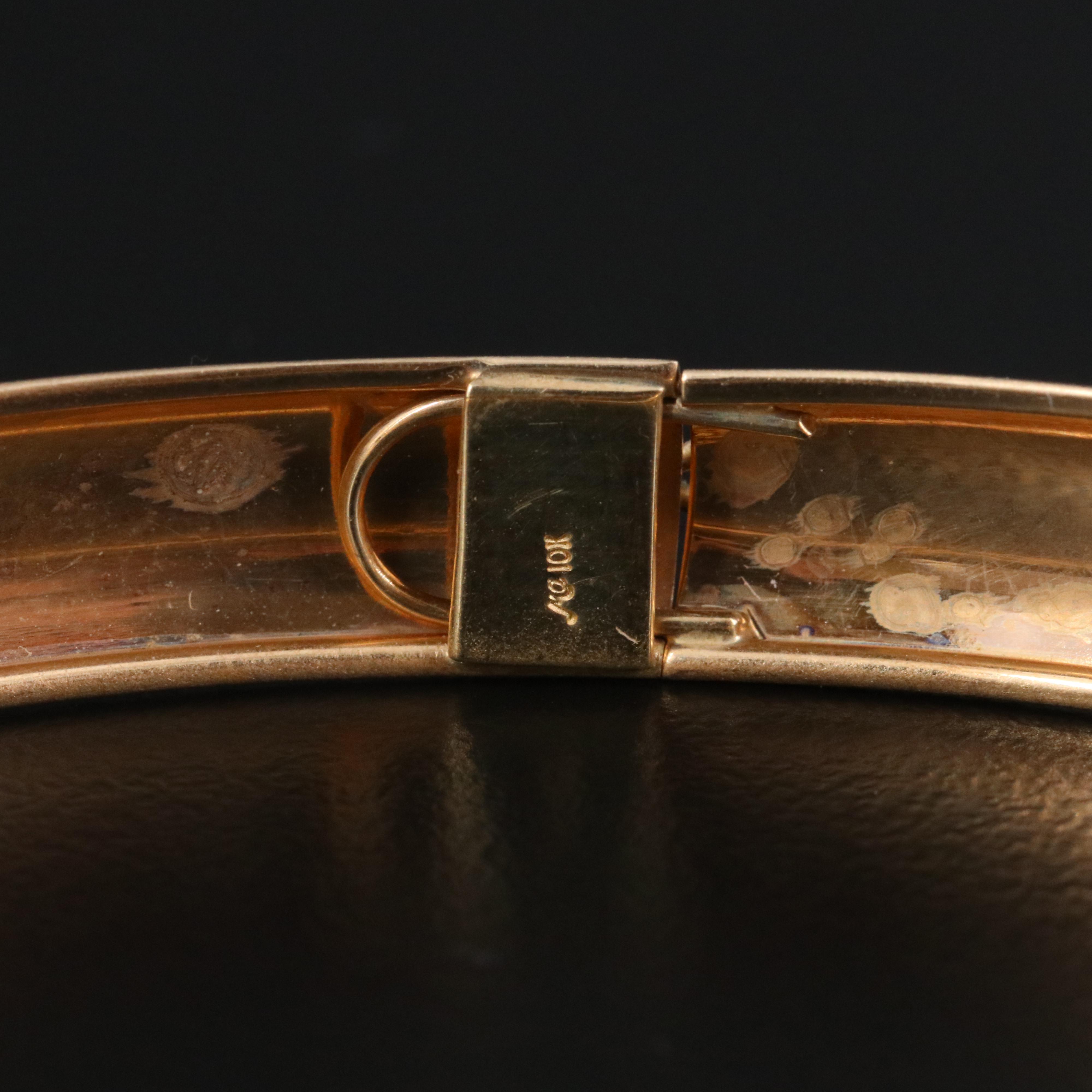 10K Floral Bangle with Enamel Accents