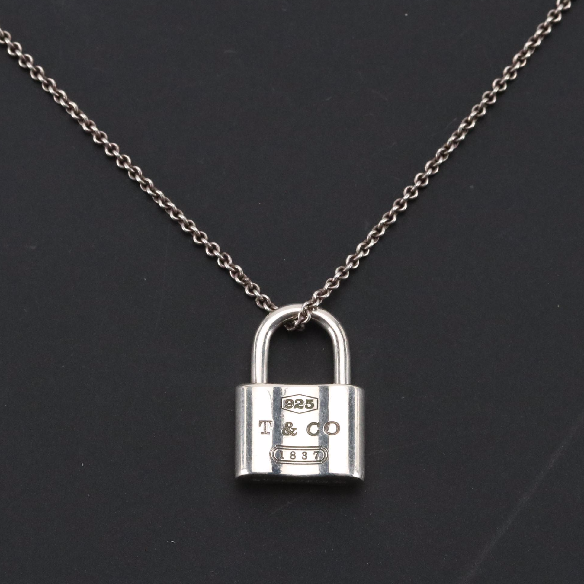 Tiffany & Co. 1837 Sterling Padlock Pendant Necklace