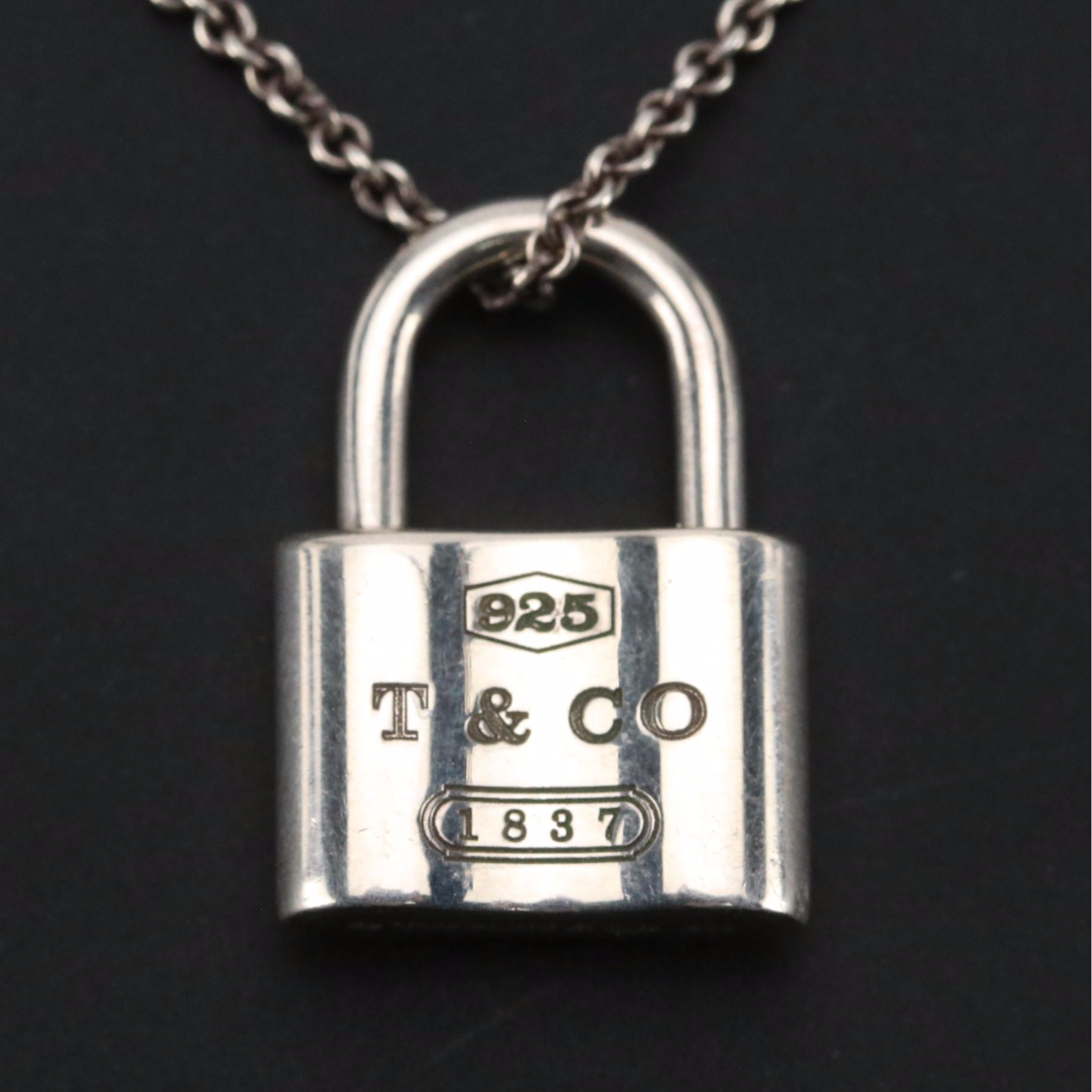 Tiffany & Co. 1837 Sterling Padlock Pendant Necklace