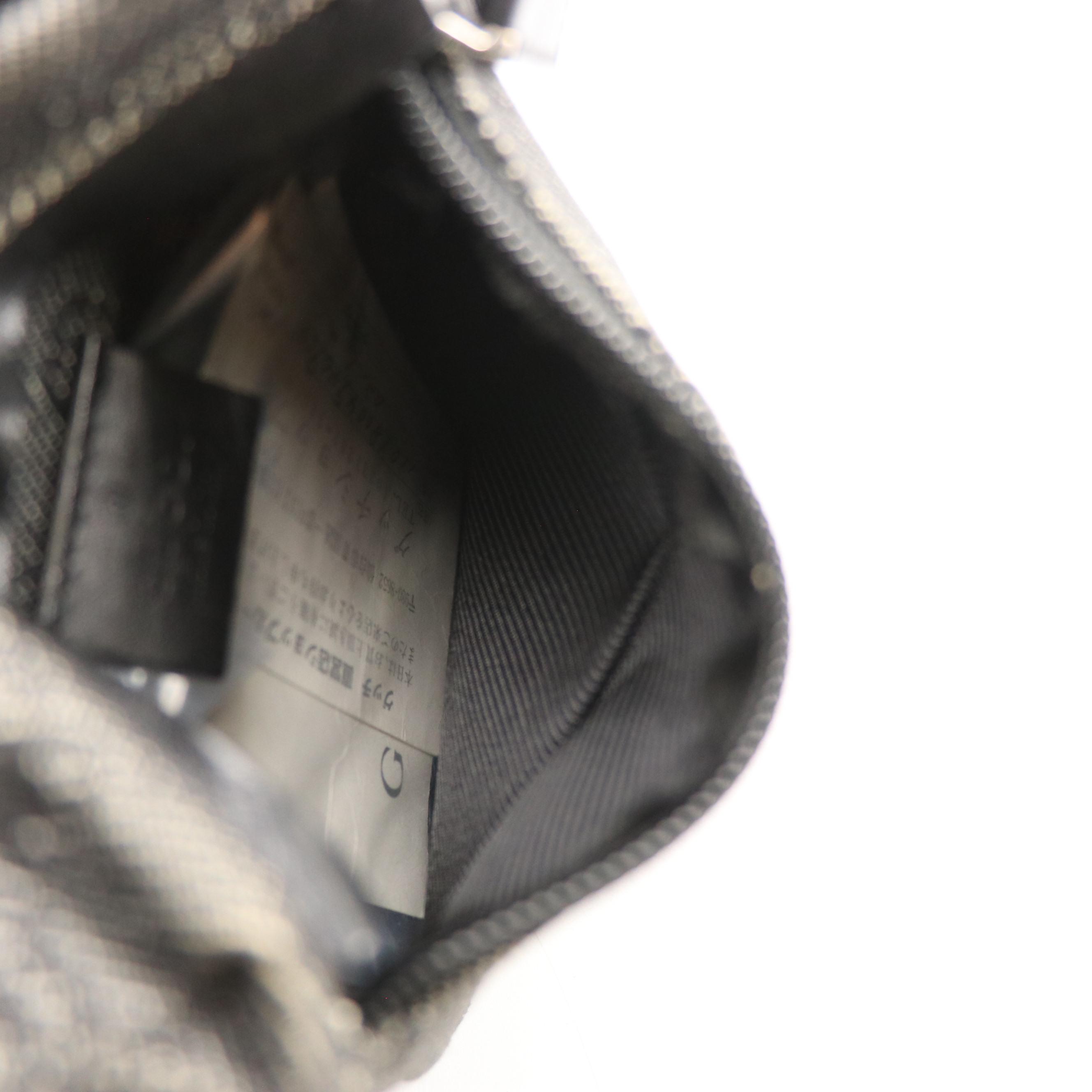 Gucci Double Pocket Belt Bag in Grey GG Canvas and Black Leather