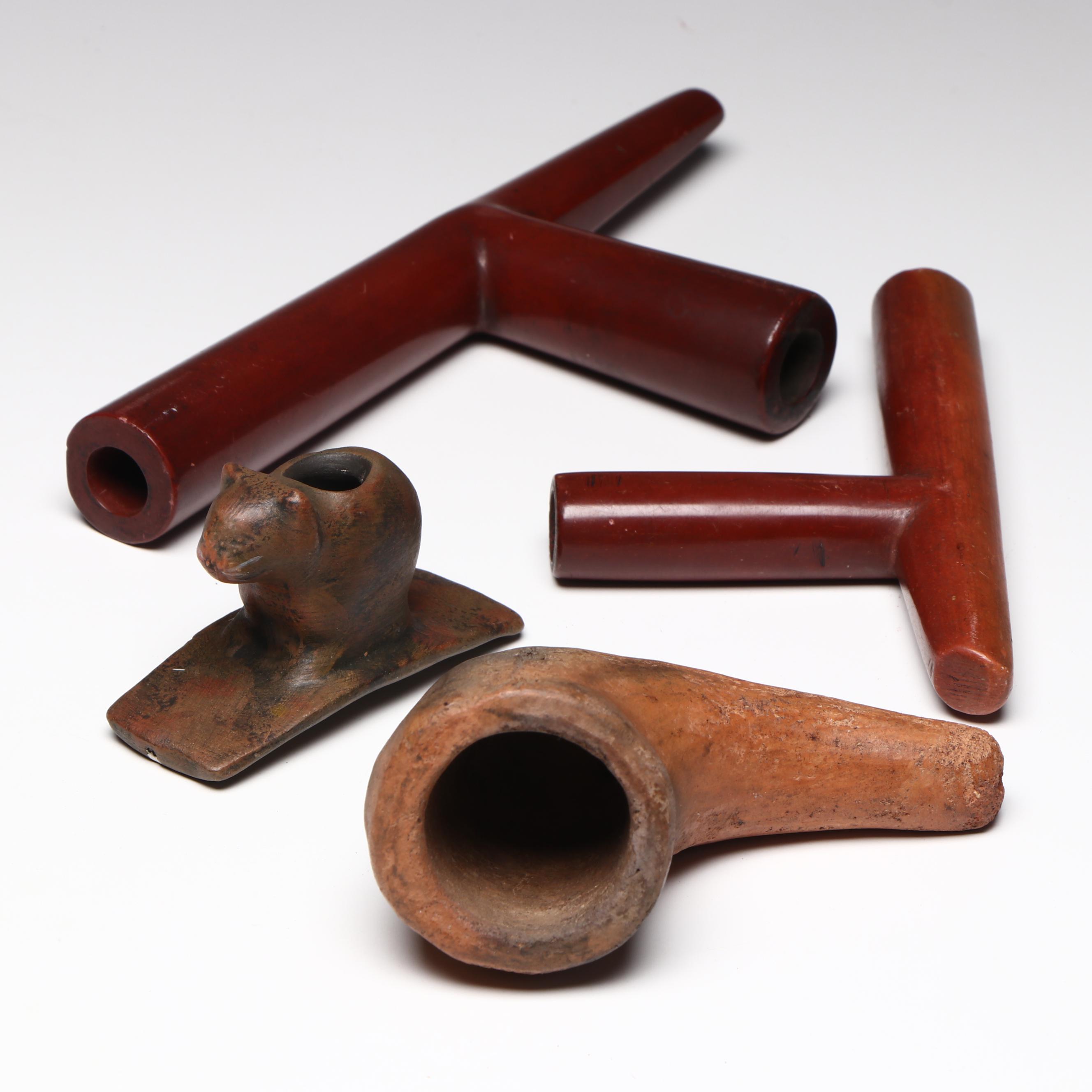 Four Indigenous Stone and Clay Pipe Bowls