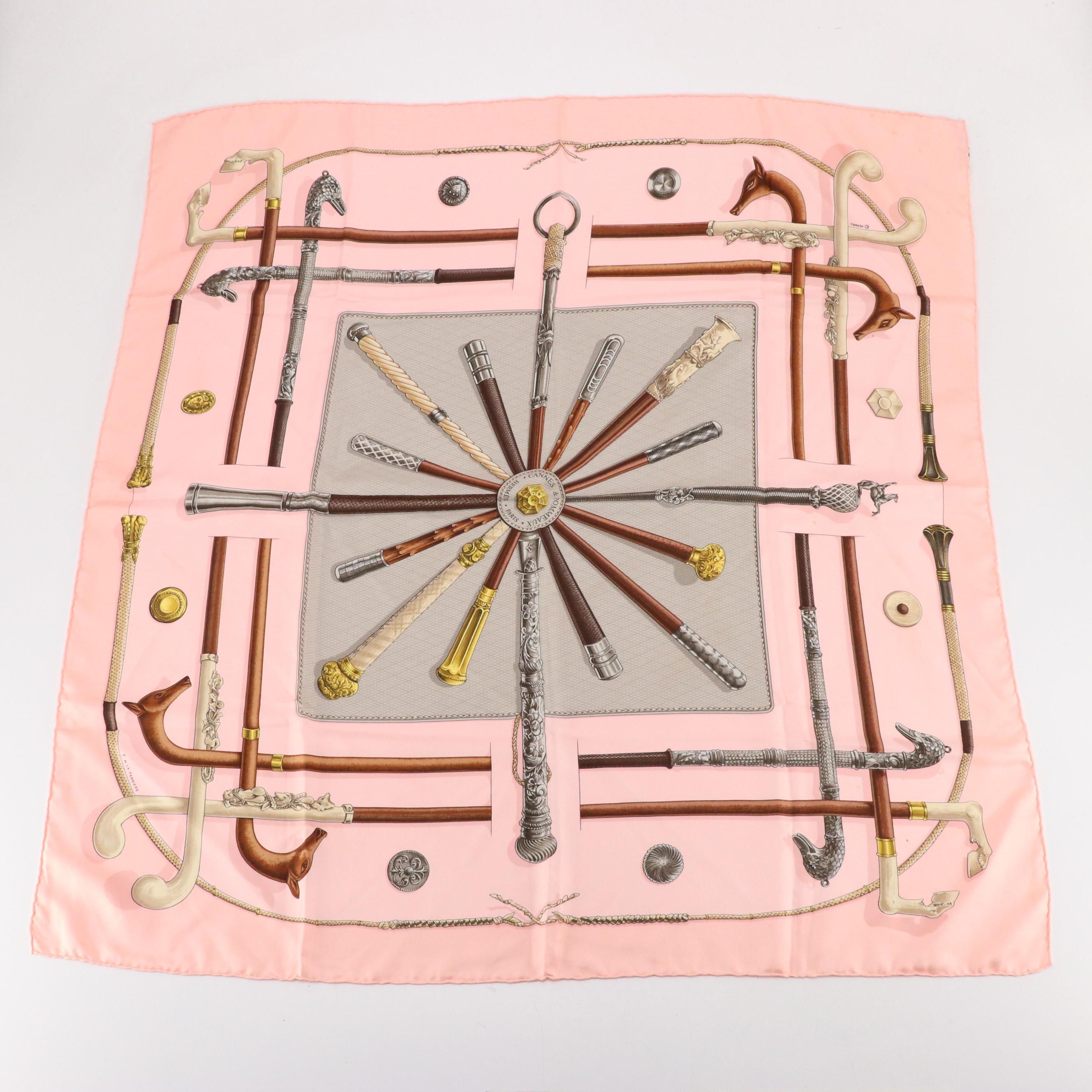 Hermès "Cannes et Pommeaux" Scarf 90 in Silk Twill