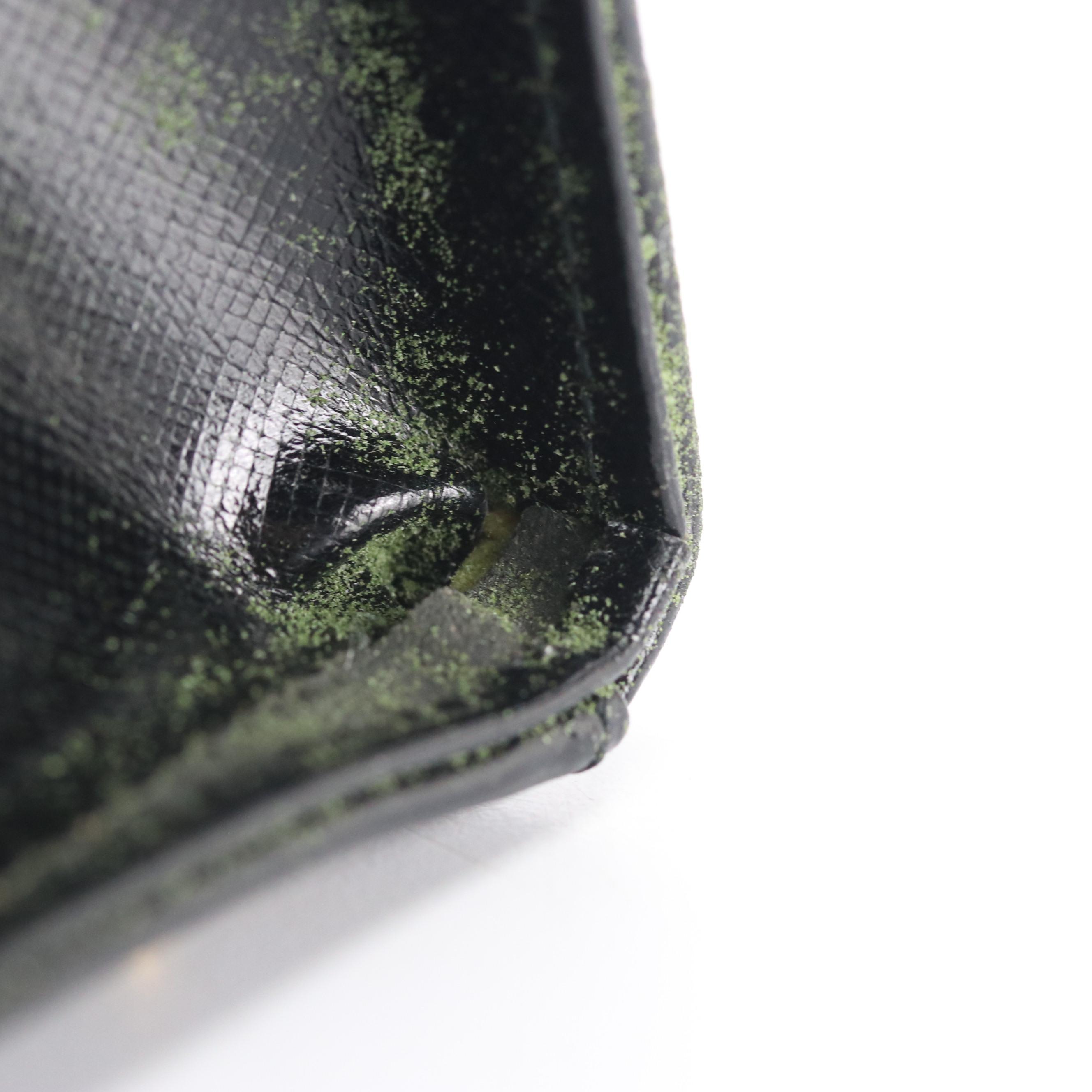 Gianni Versace Black Saffiano Glazed Leather Sunburst Medallion Two-Way Bag