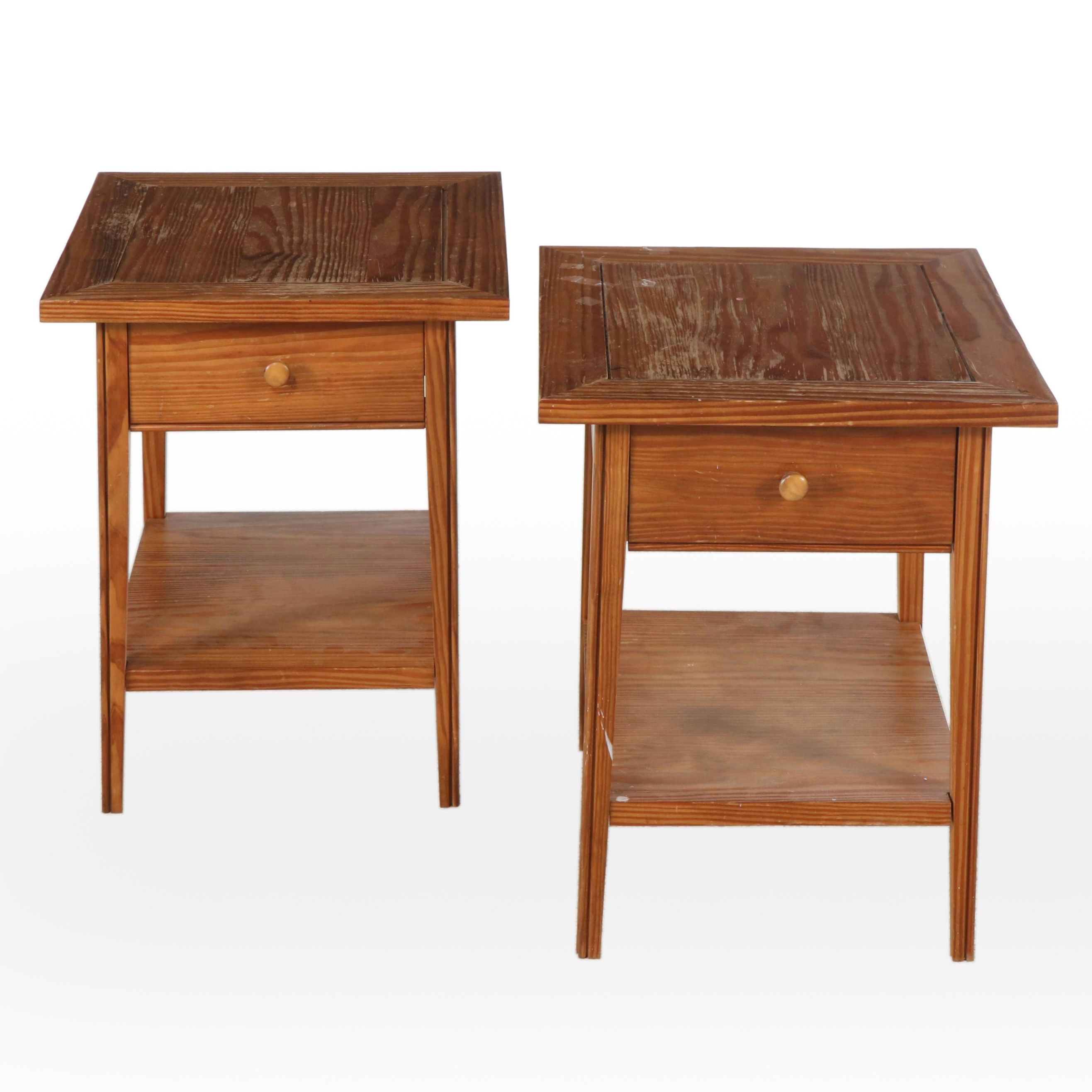 Pair of Shaker Style Pine Single Drawer Stands, 20th Century