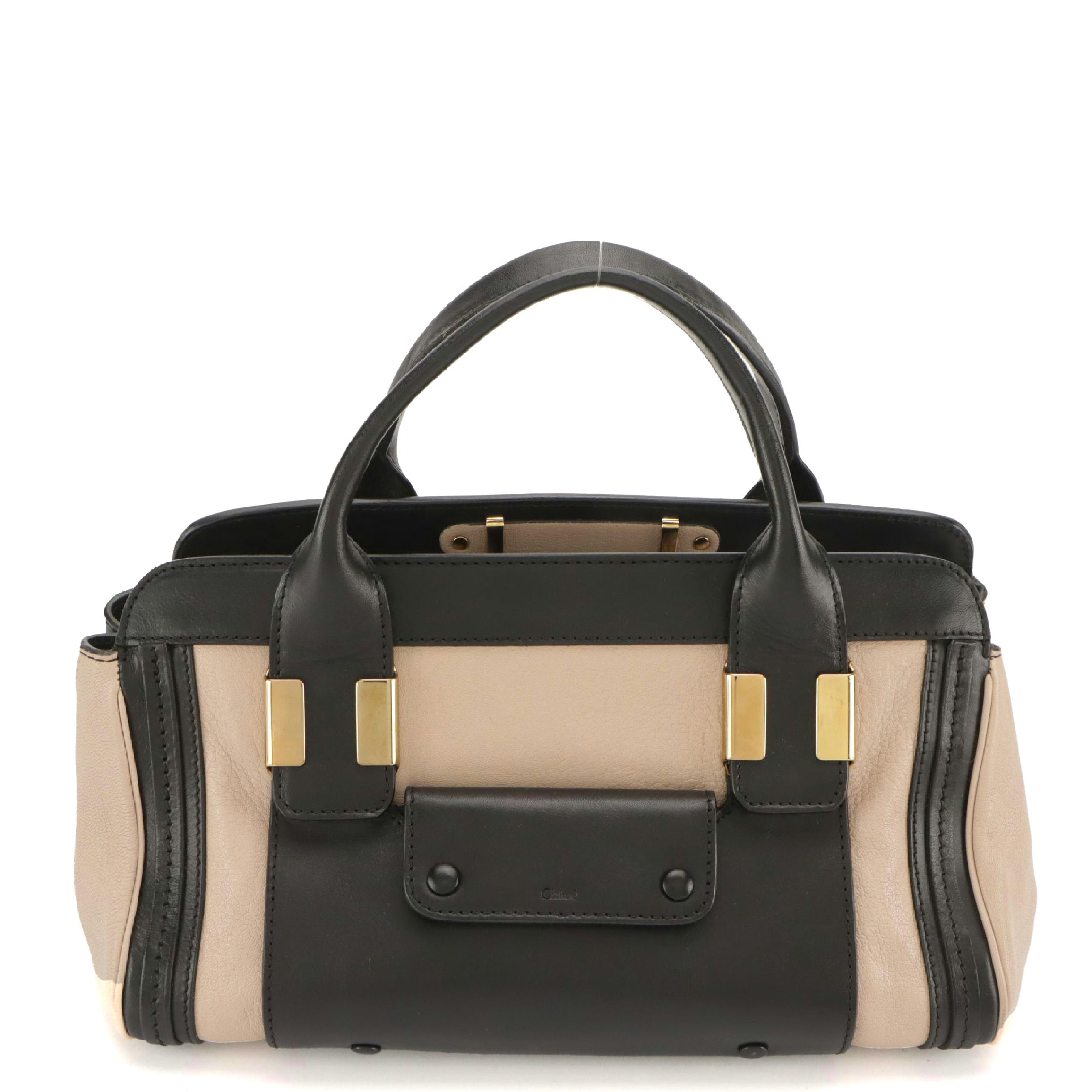 Chloé Small Alice Two-Way Satchel in Calfskin and Black Leather