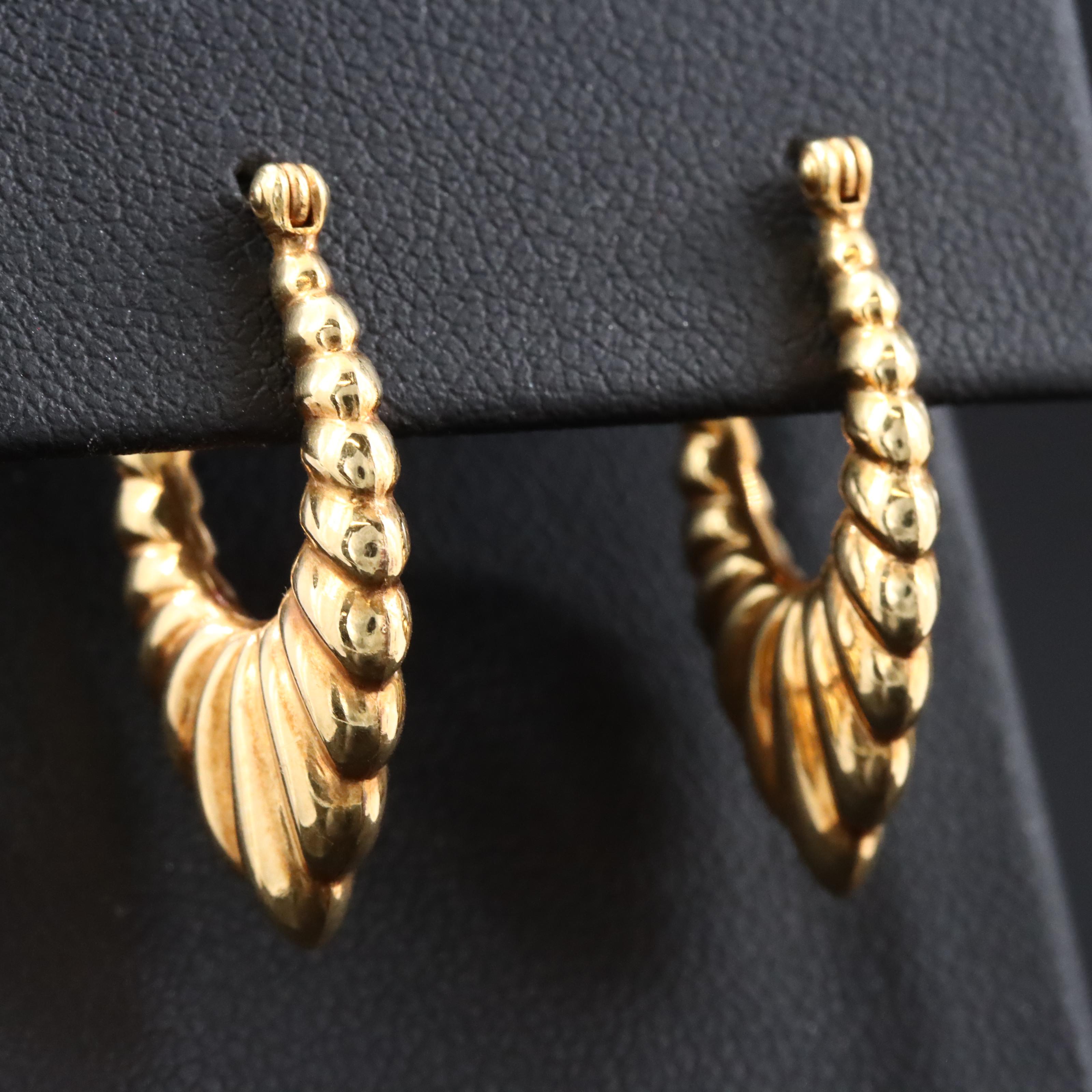 18K Fluted Hoop Earrings