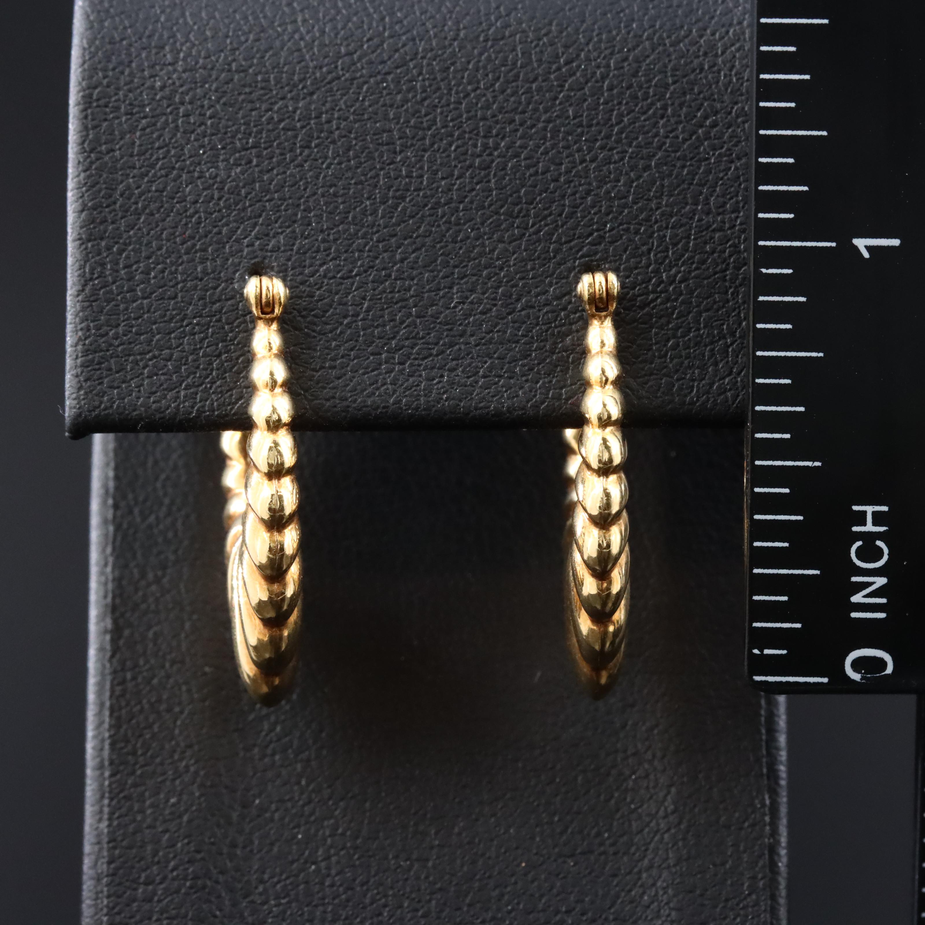 18K Fluted Hoop Earrings