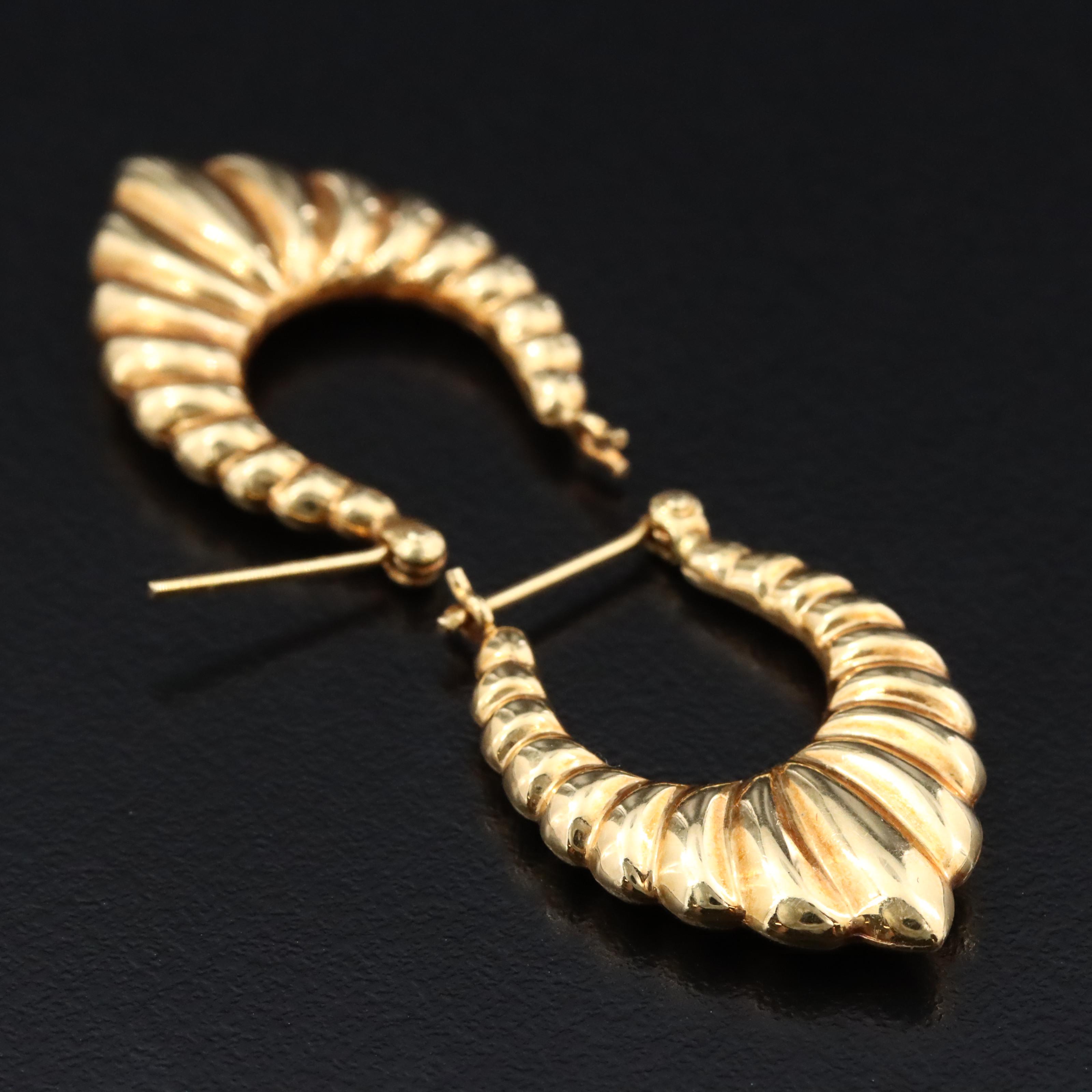 18K Fluted Hoop Earrings