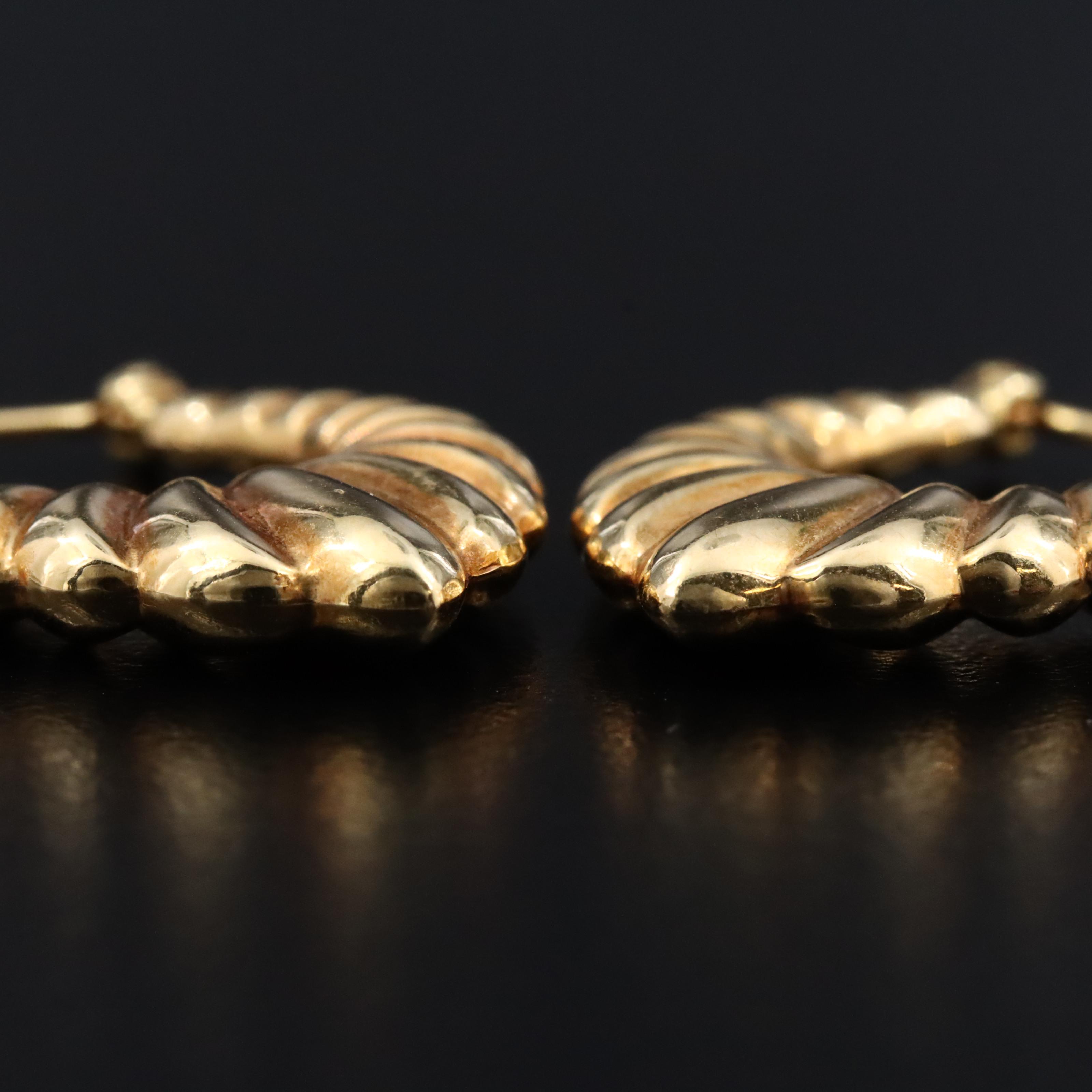 18K Fluted Hoop Earrings