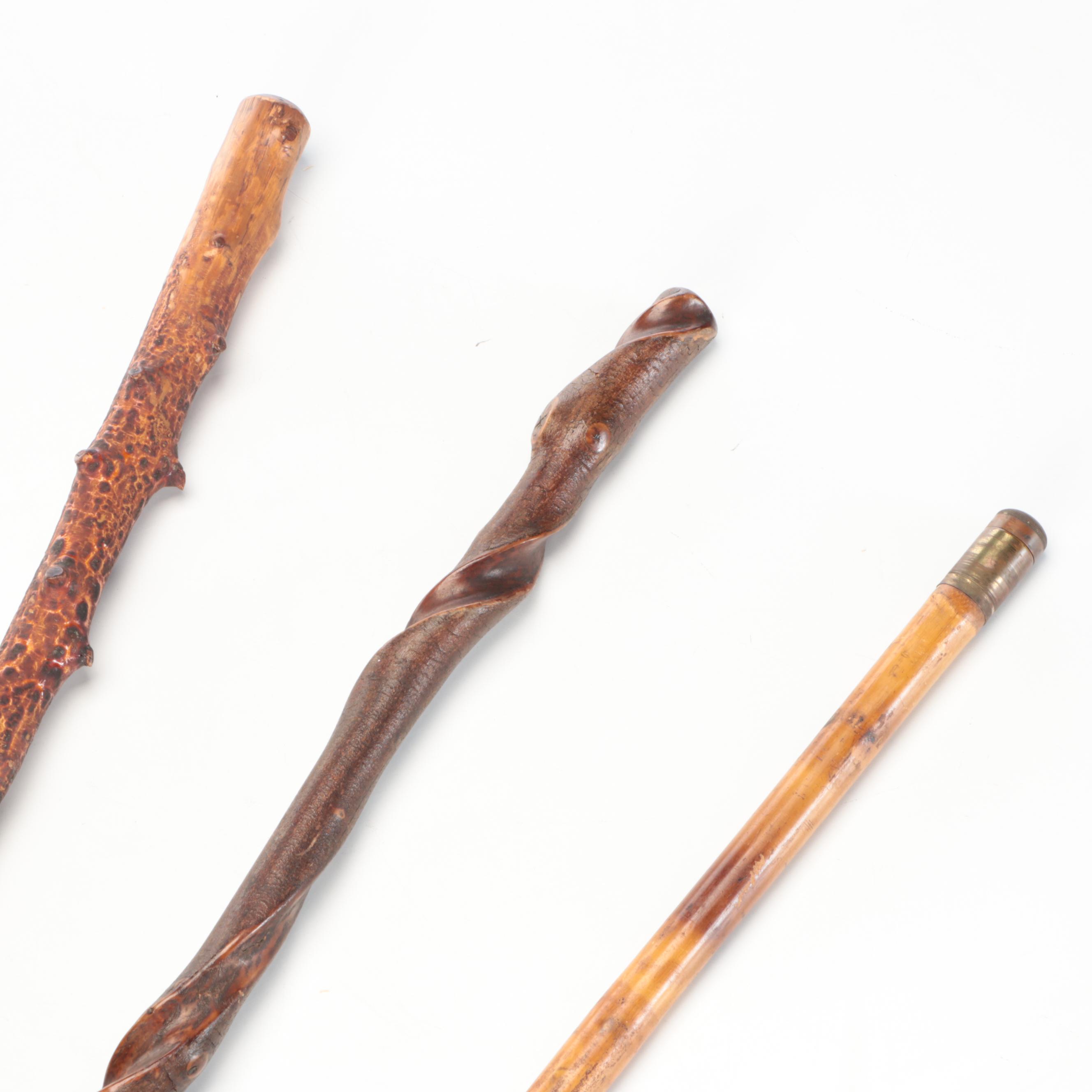 Monoxyle Carved Wood Walking Sticks