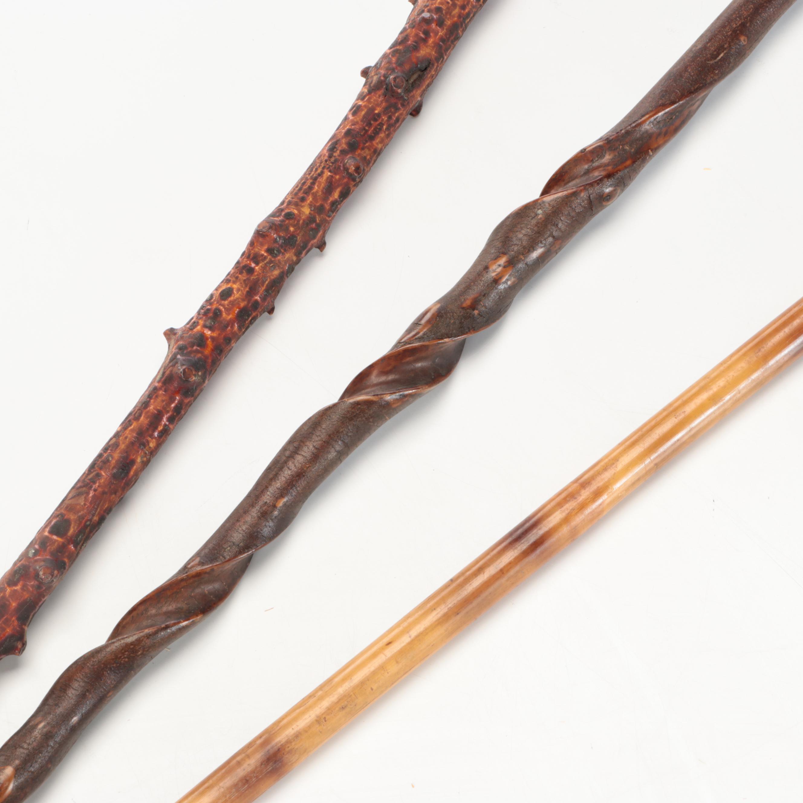 Monoxyle Carved Wood Walking Sticks