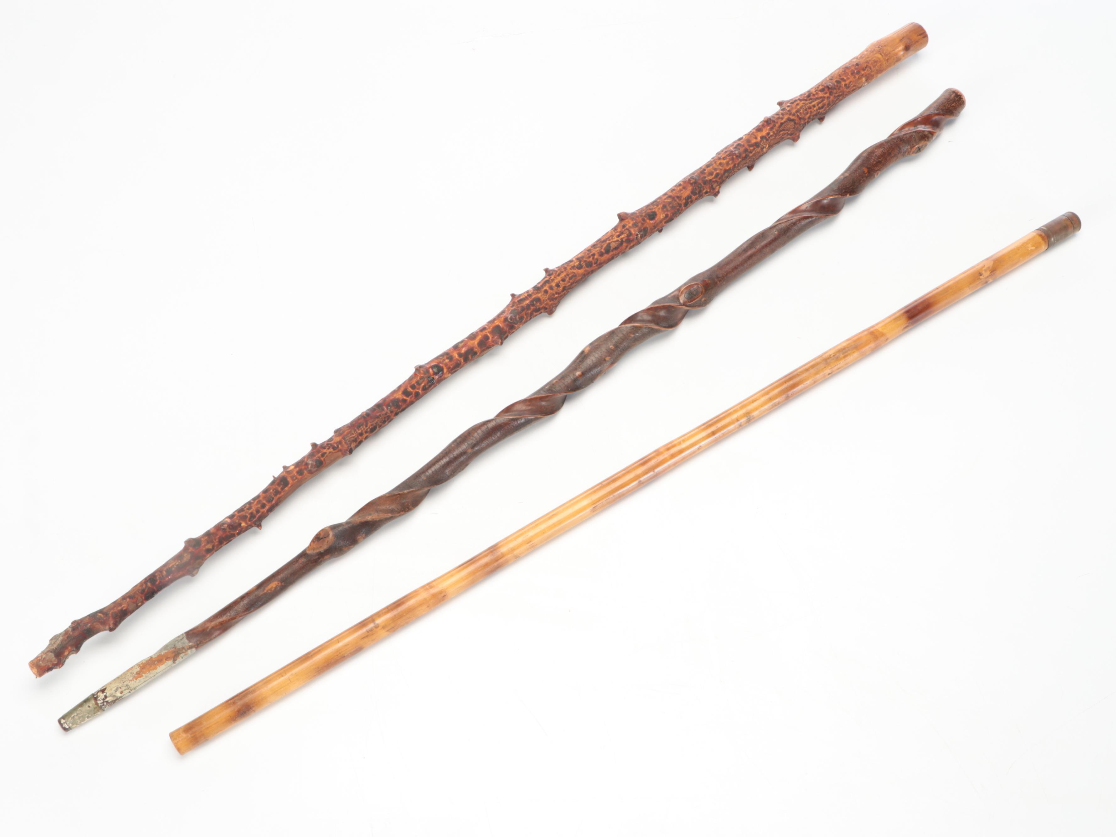 Monoxyle Carved Wood Walking Sticks