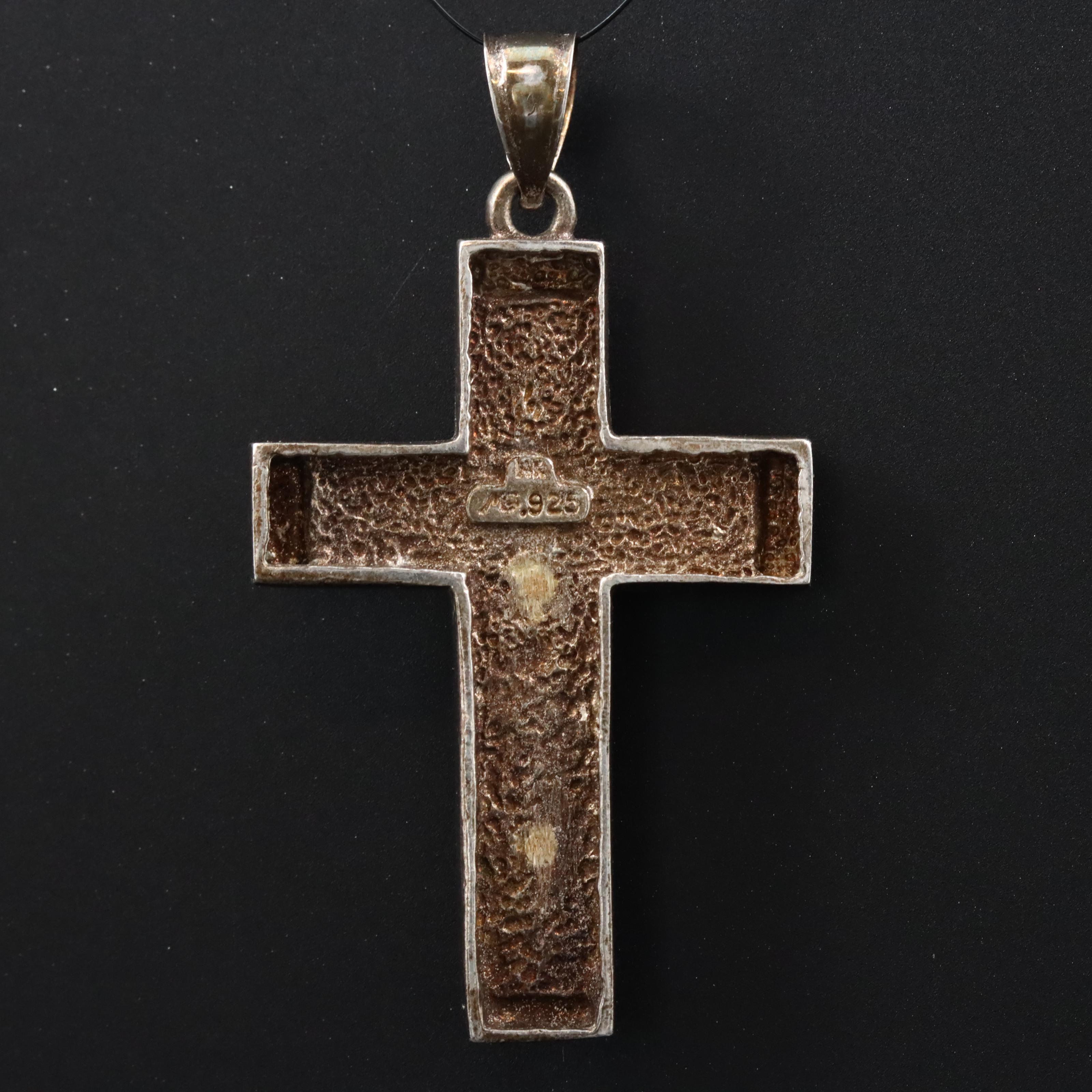 Sterling Crucifix Pendant with 14K Accent