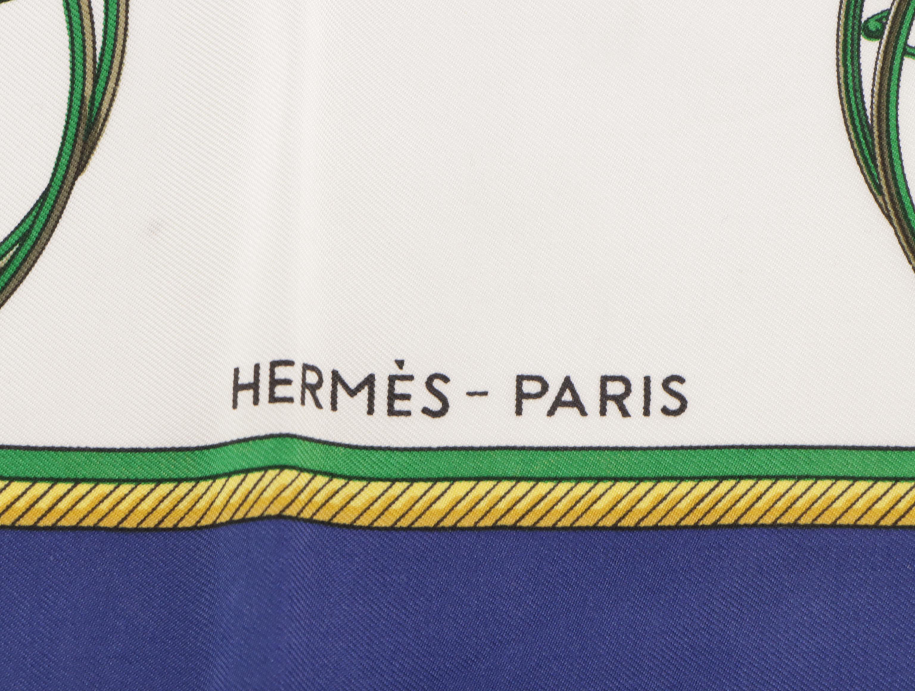 Hermès "Les Voitures a Transformation" Scarf 90 in Silk Twill