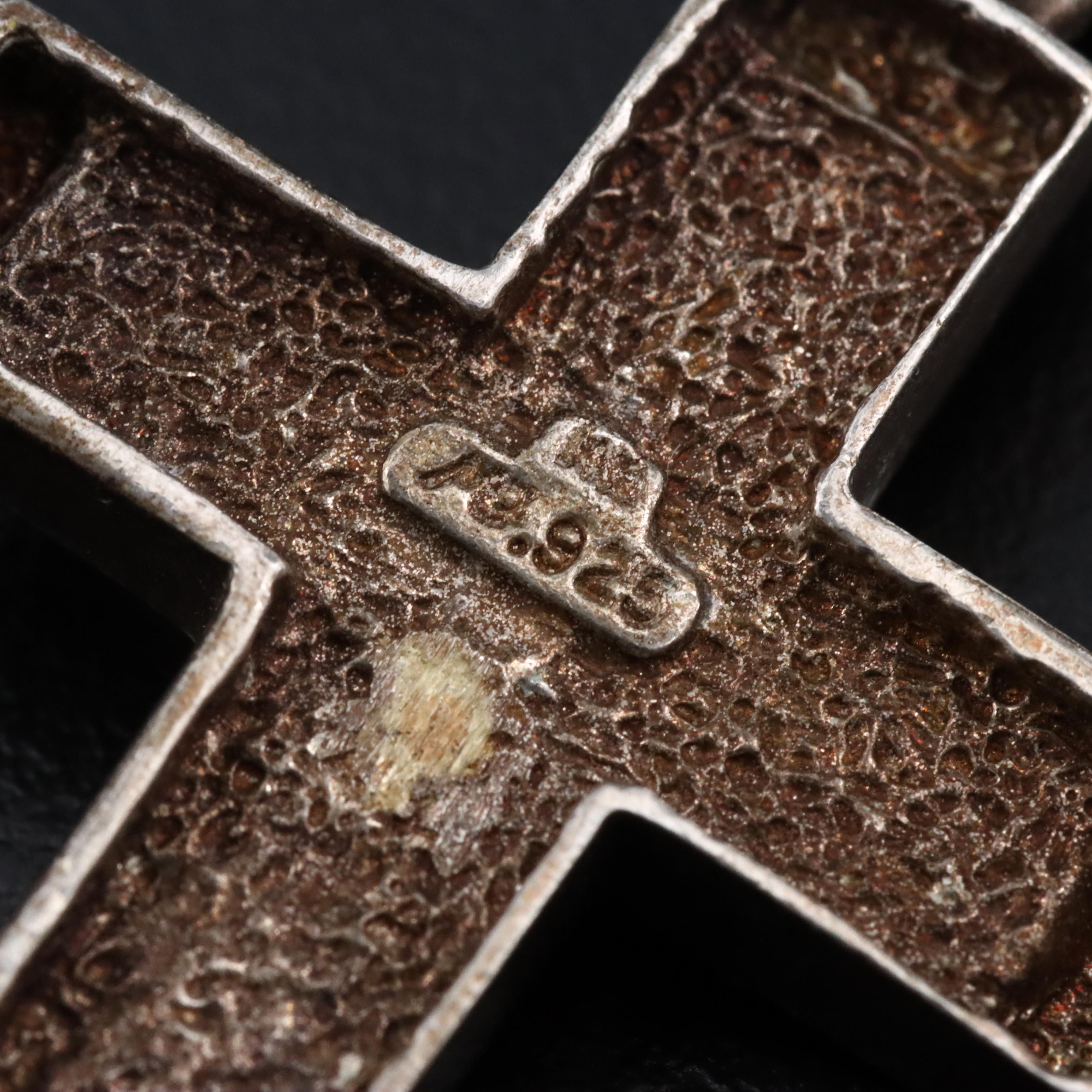 Sterling Crucifix Pendant with 14K Accent