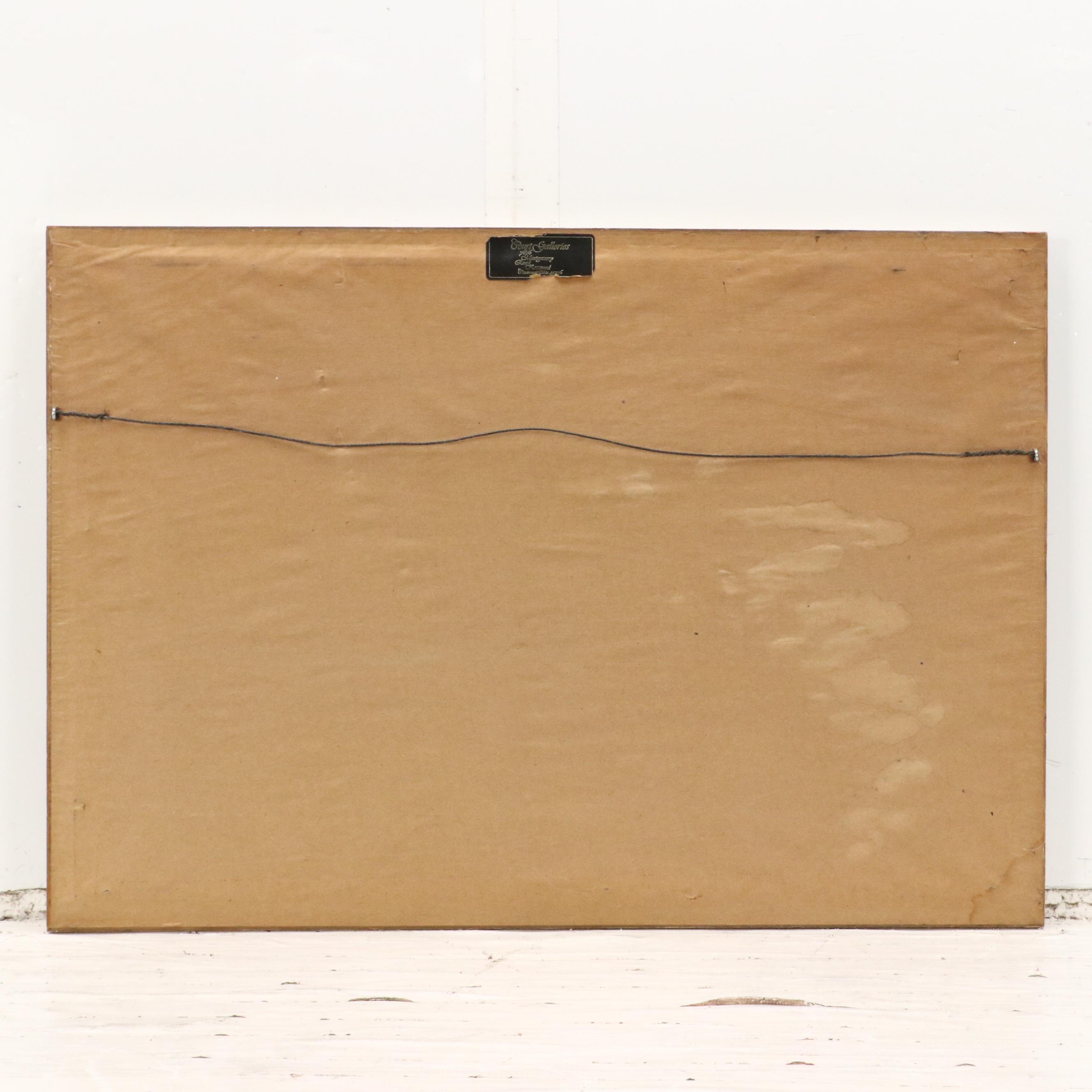 Hank Bissmeyer Blue Rural Watercolor Landscape Painting, Late 20th Century