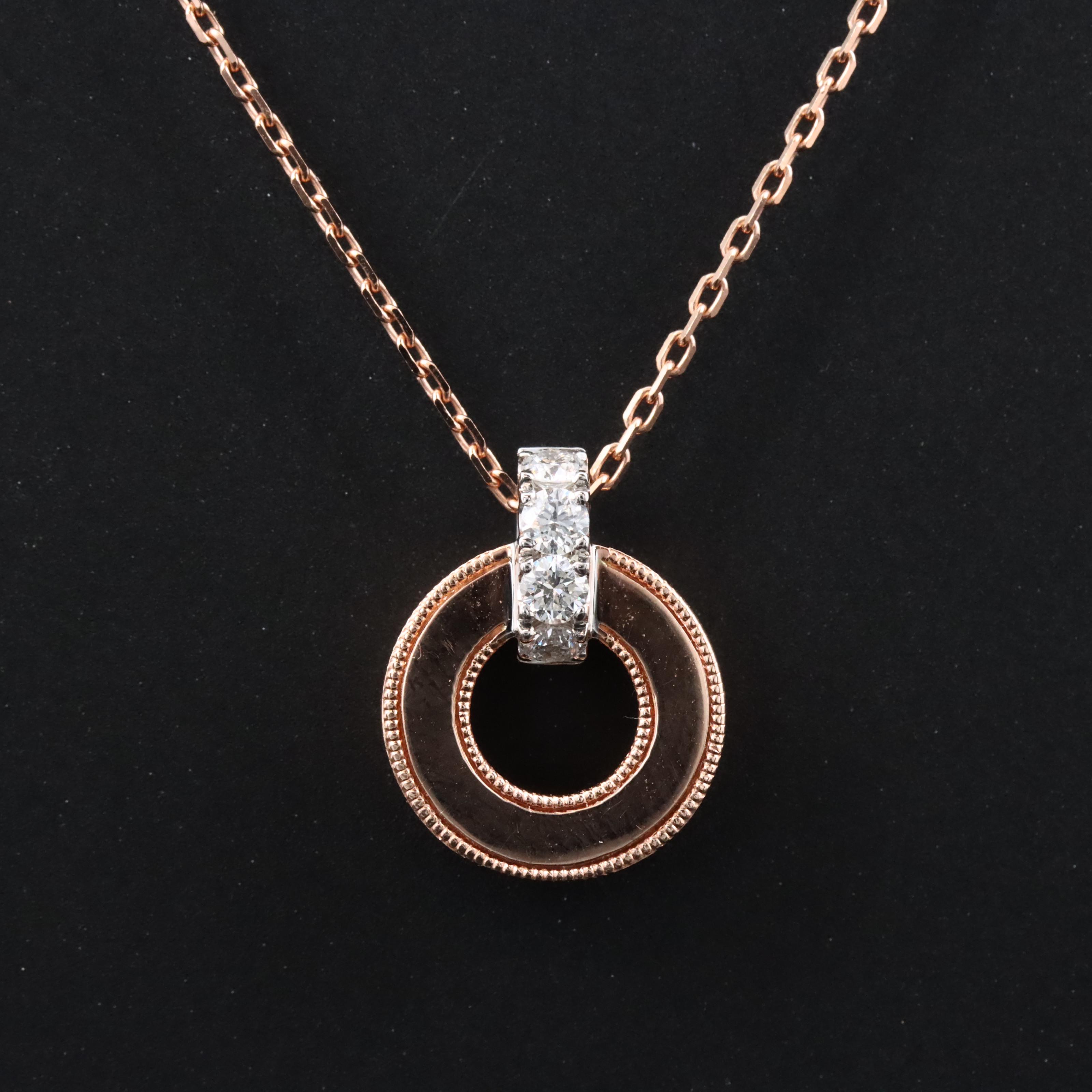Frederic Sage 14K Rose Gold 0.14 CTW Diamond Circle Pendant Necklace
