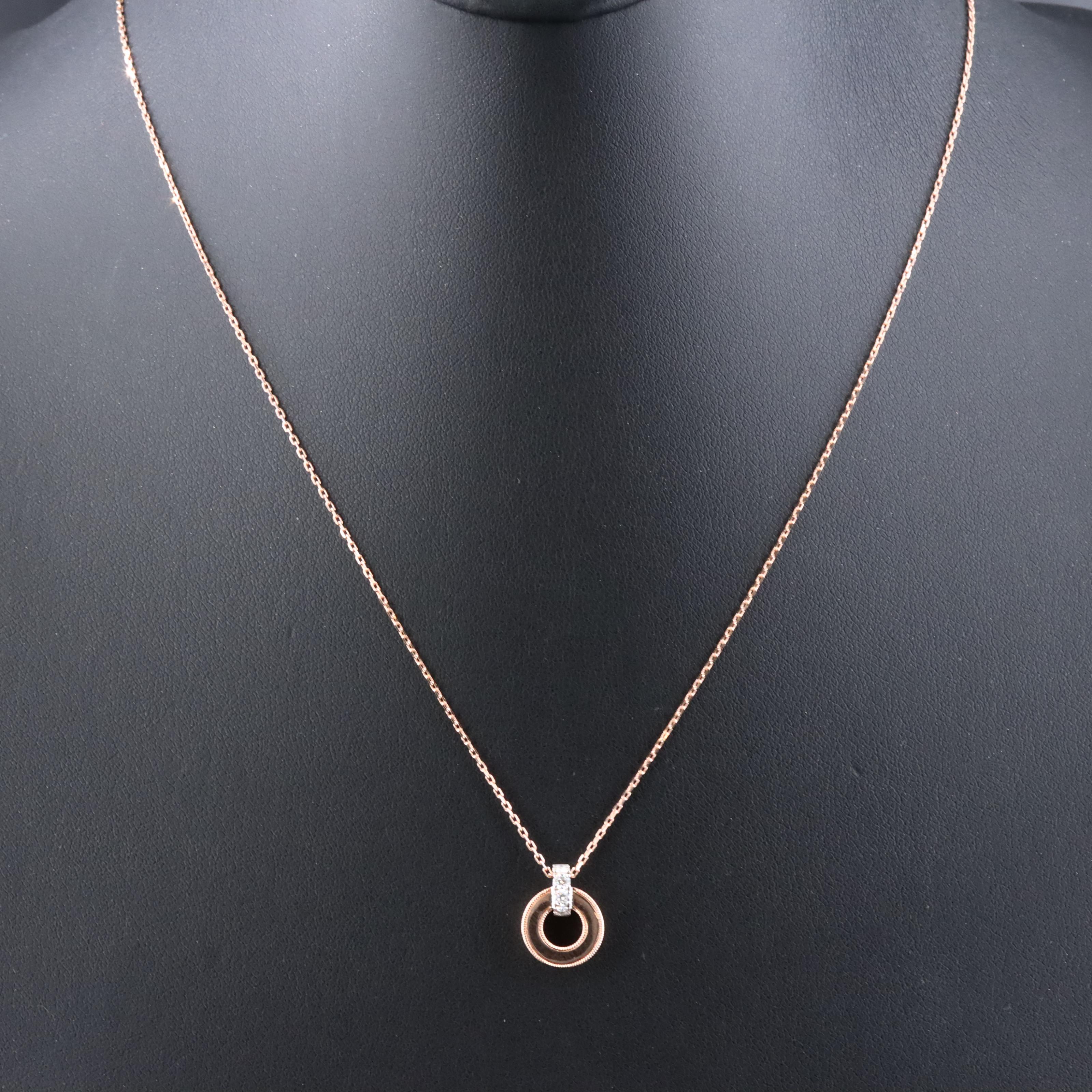 Frederic Sage 14K Rose Gold 0.14 CTW Diamond Circle Pendant Necklace