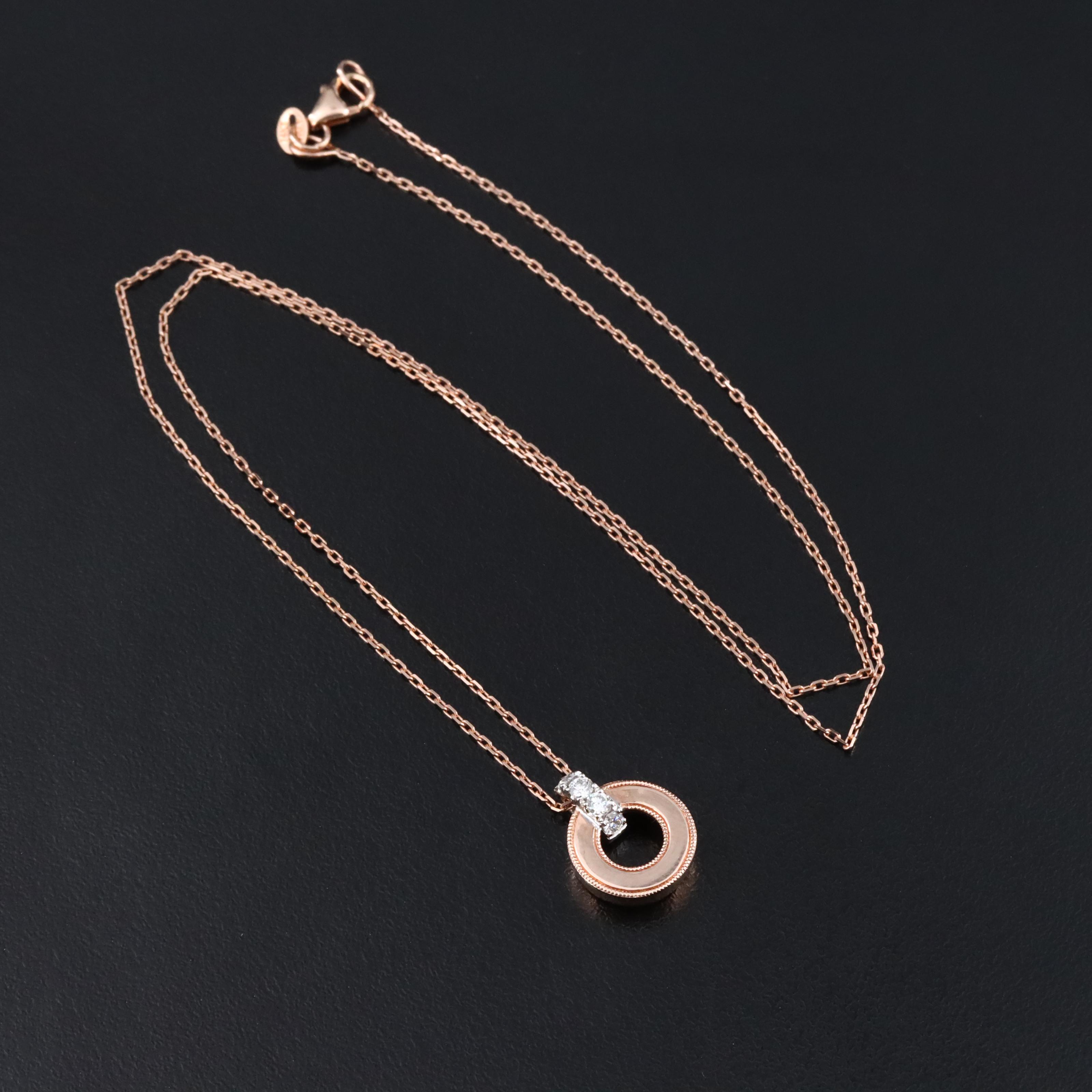 Frederic Sage 14K Rose Gold 0.14 CTW Diamond Circle Pendant Necklace