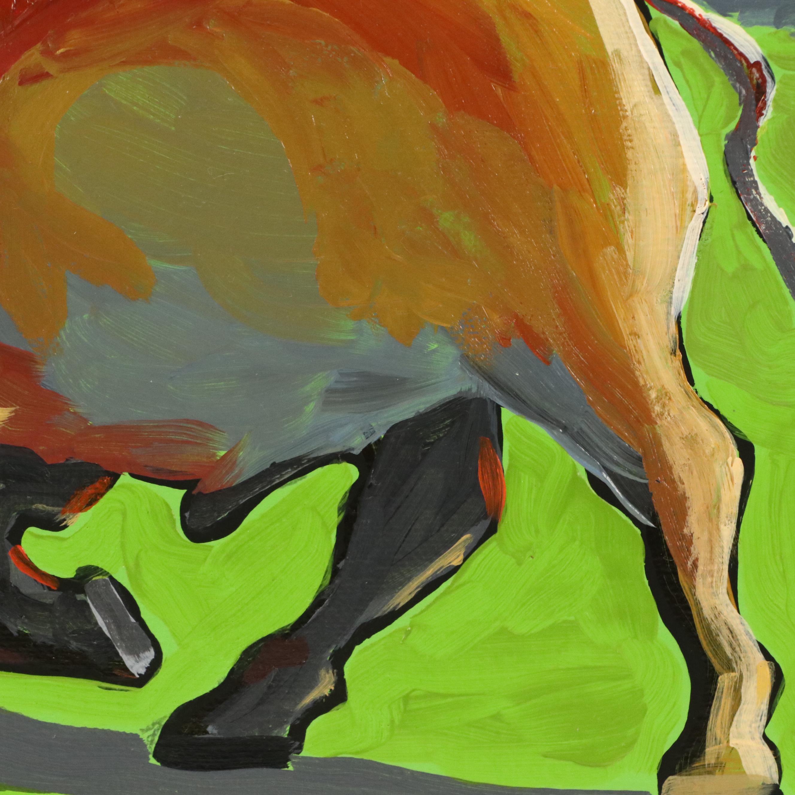 Joshua Ramsey Stylized Southwest Buffalo Acrylic Painting "Shadow Chaser," 2025