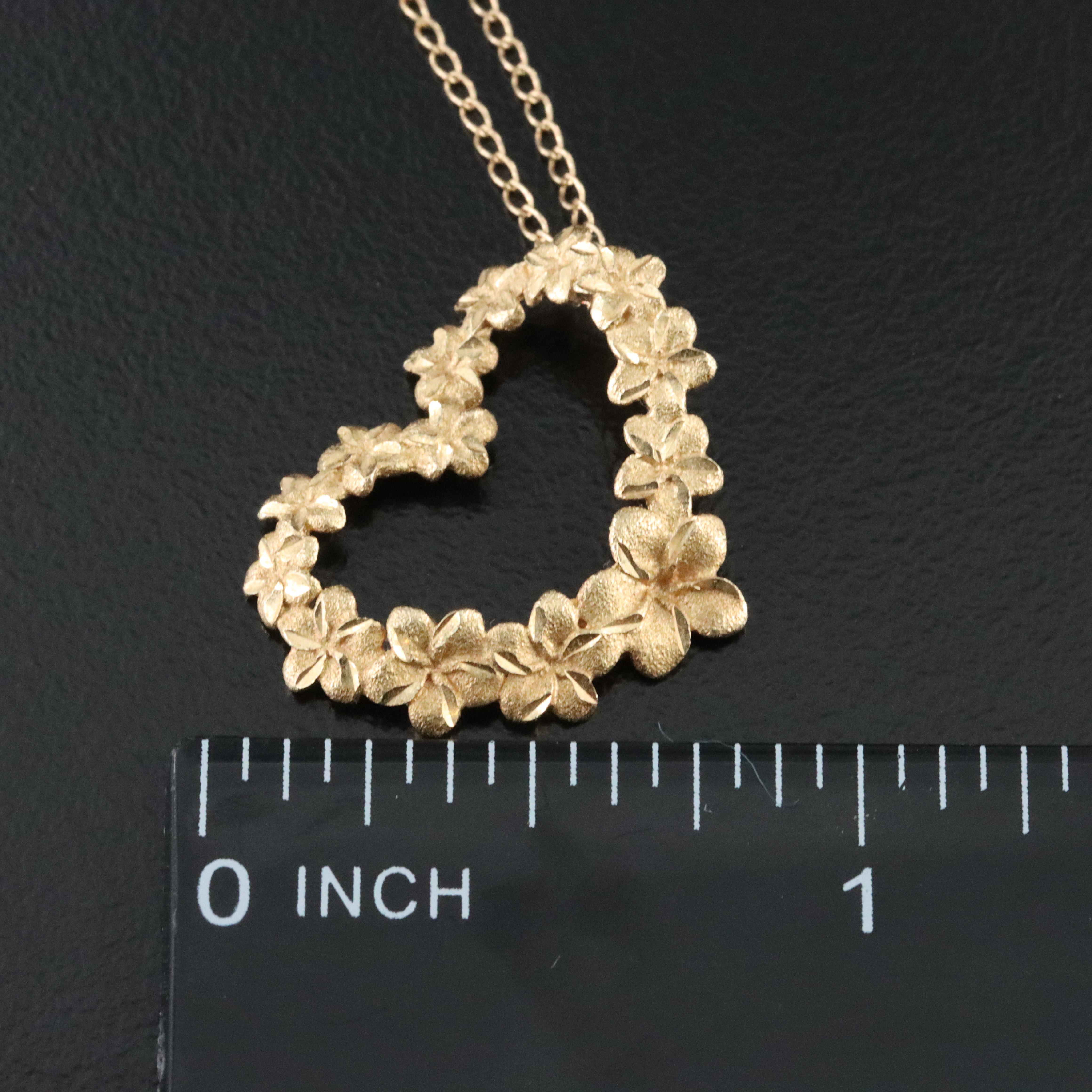 14K Plumeria Flower Heart Necklace