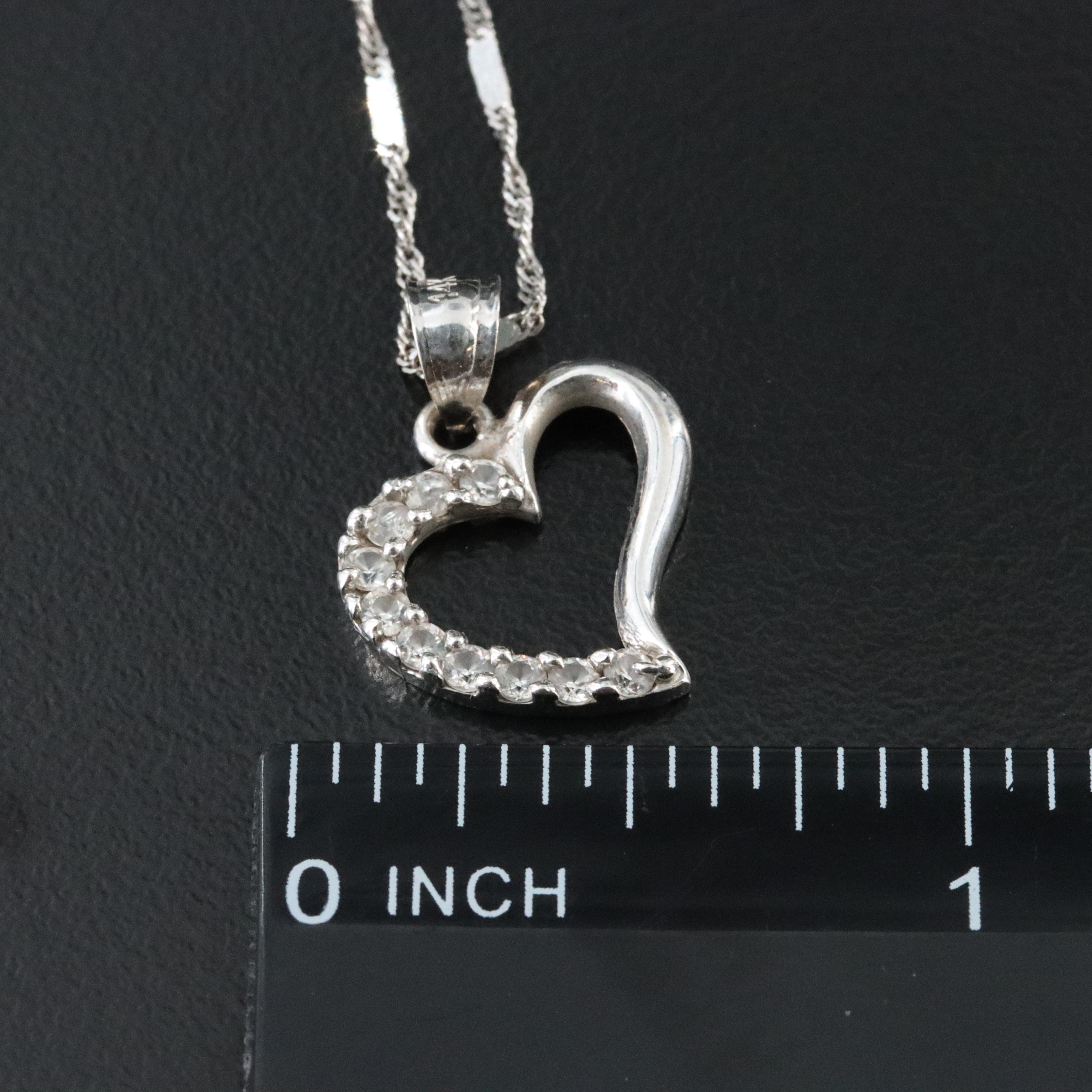14K CZ Heart Pendant on 10K Chain Necklace