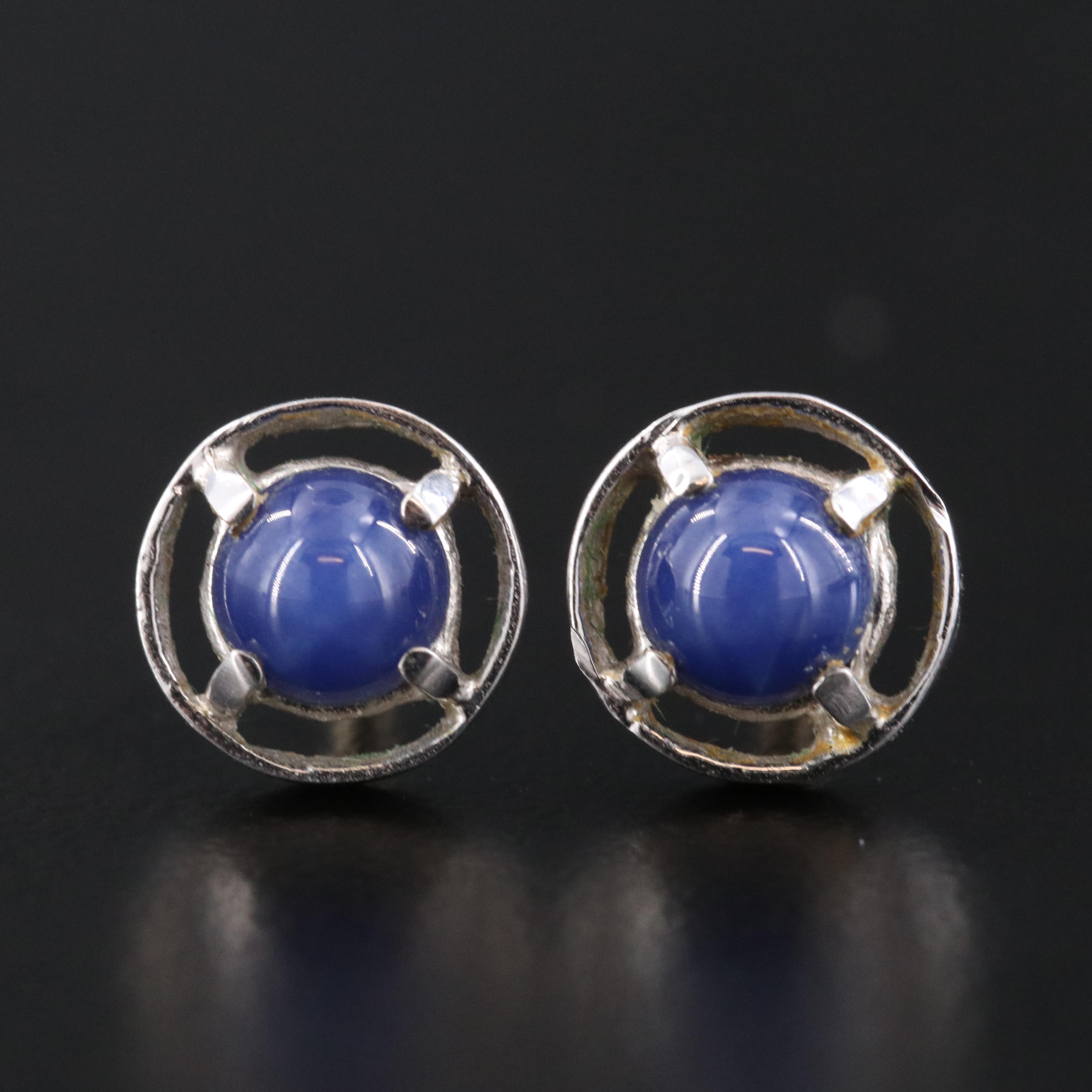 14K Star Sapphire Earrings