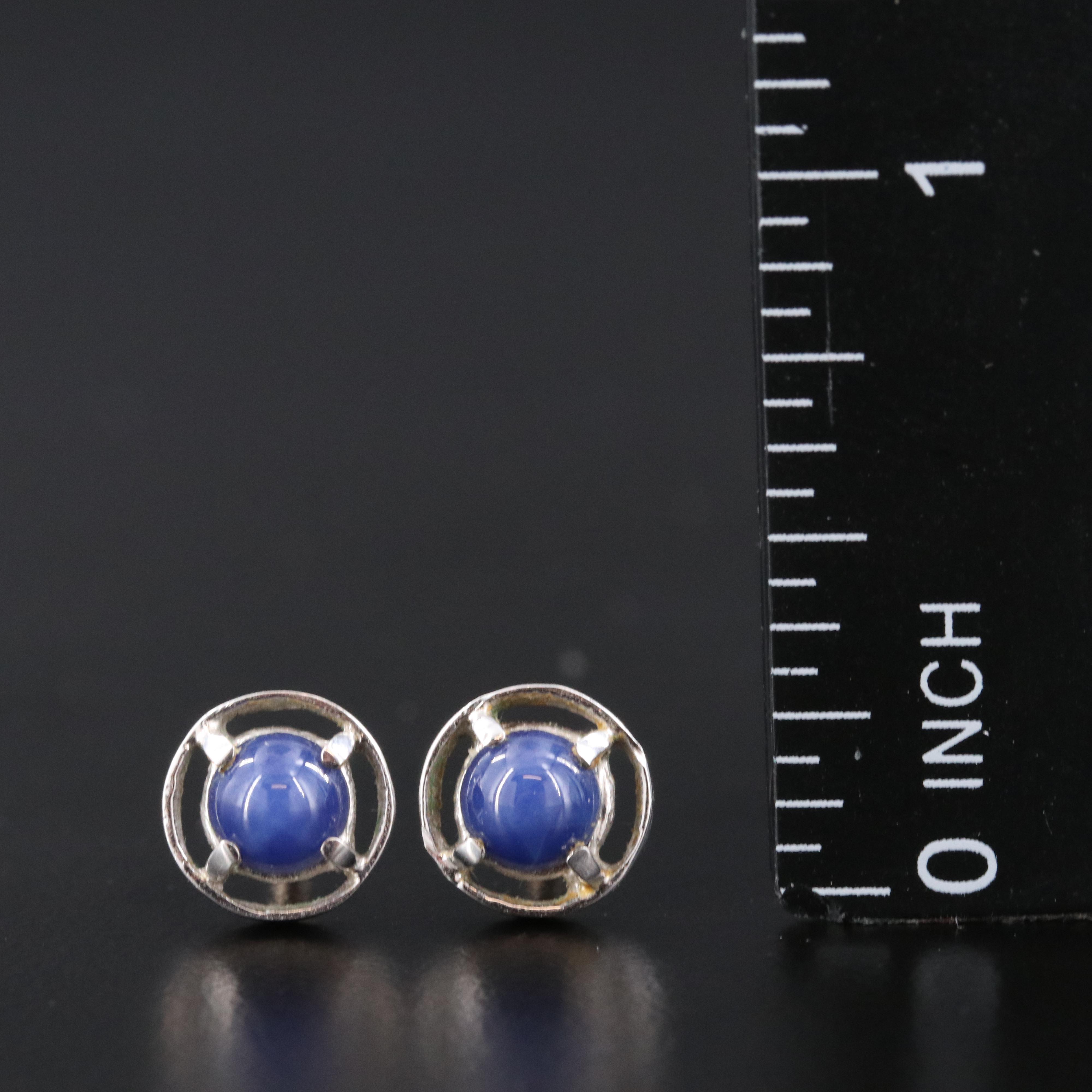 14K Star Sapphire Earrings