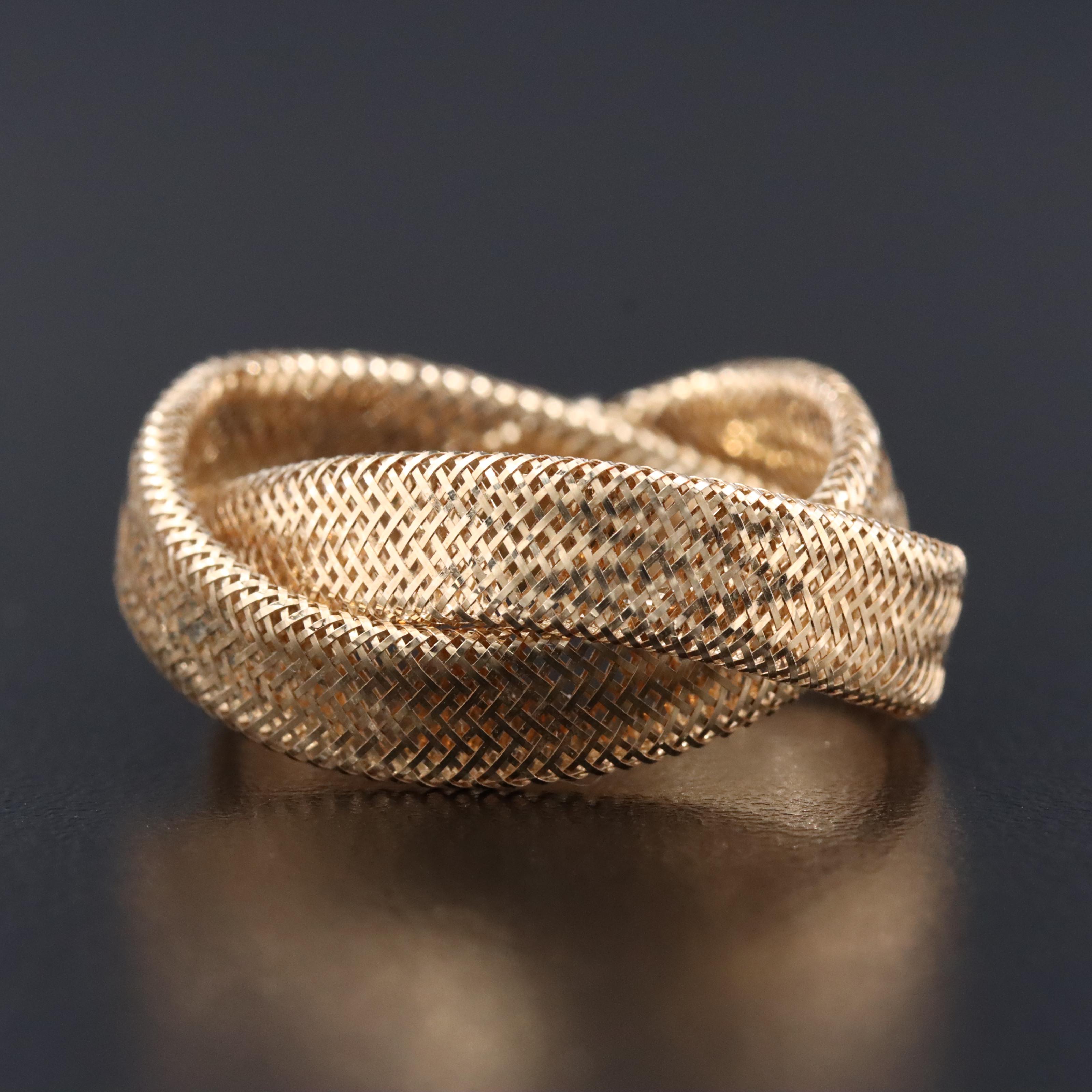 14K Mesh Crossover Ring